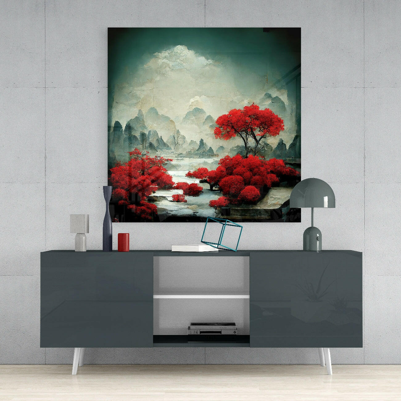 Red Forest Glass Wall Art || Designer Collection - Image 5