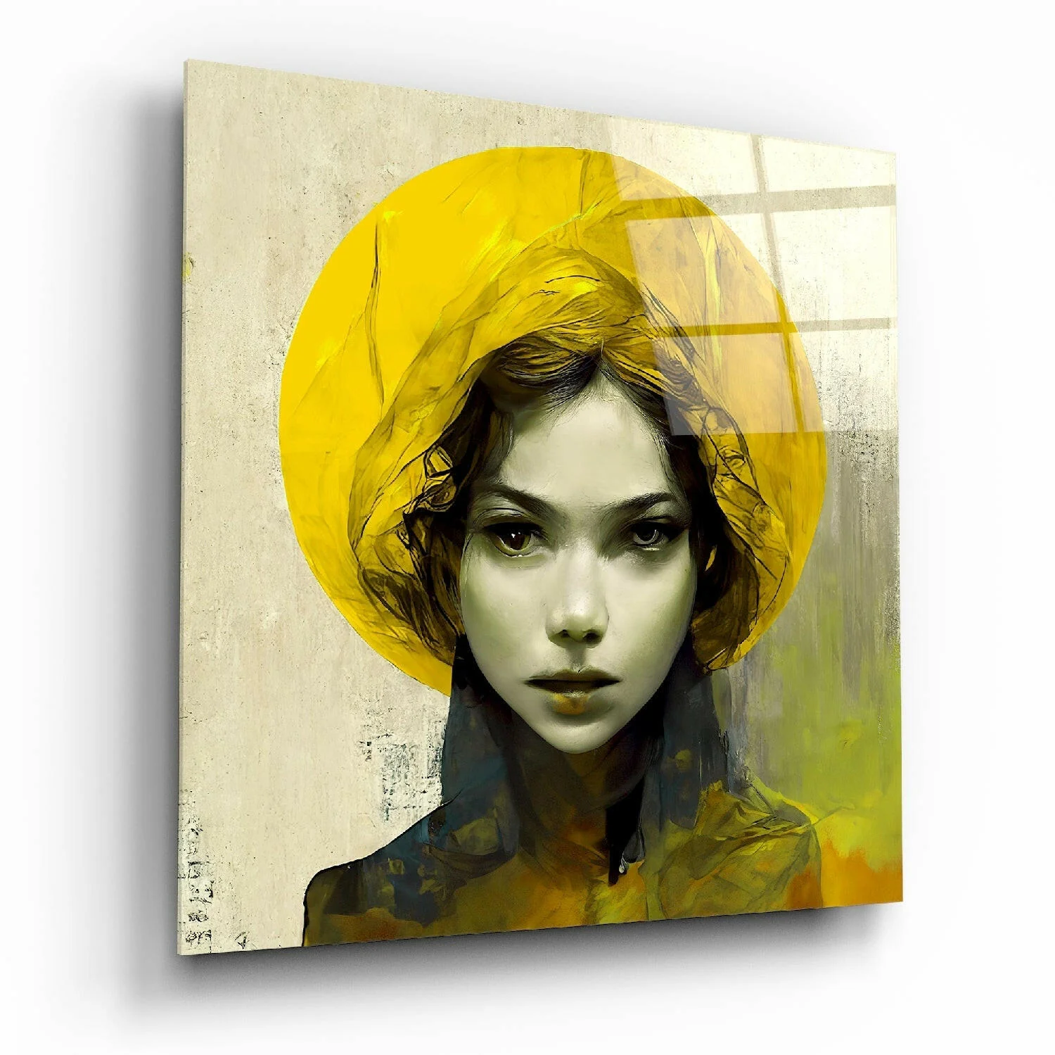 Yellow Hat Glass Wall Art  || Designer Collection - Image 2