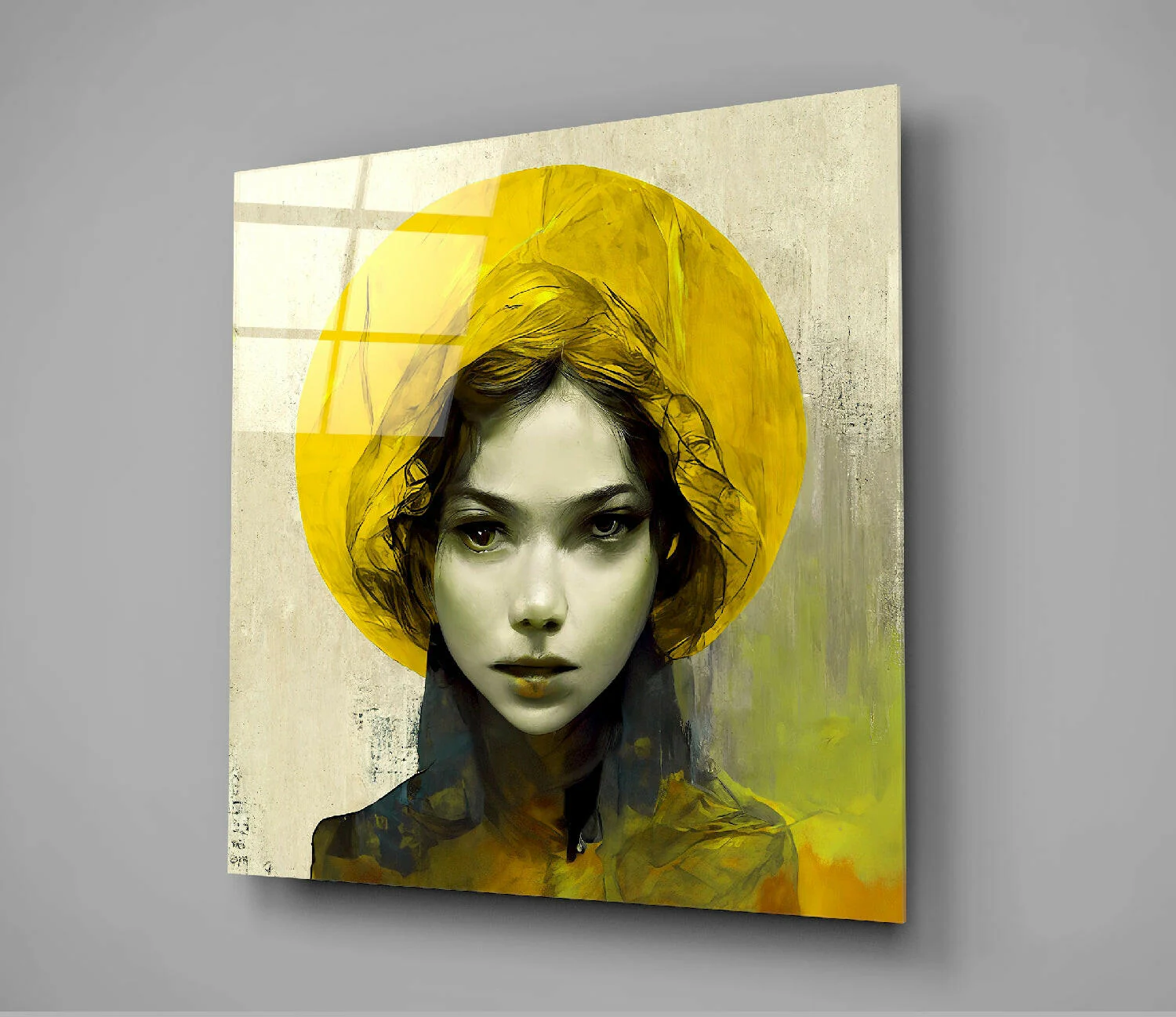 Yellow Hat Glass Wall Art  || Designer Collection - Image 3