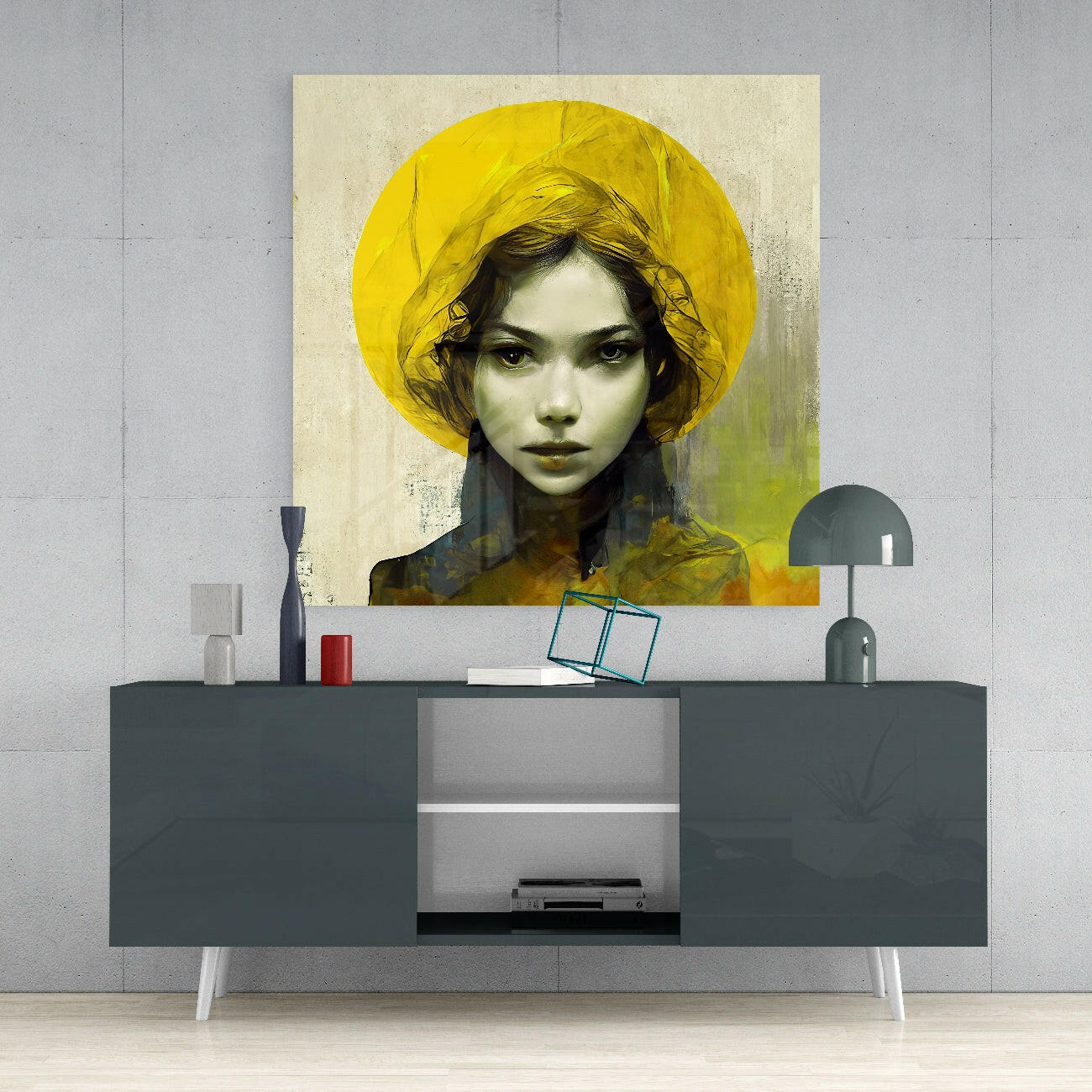 Yellow Hat Glass Wall Art  || Designer Collection - Image 5