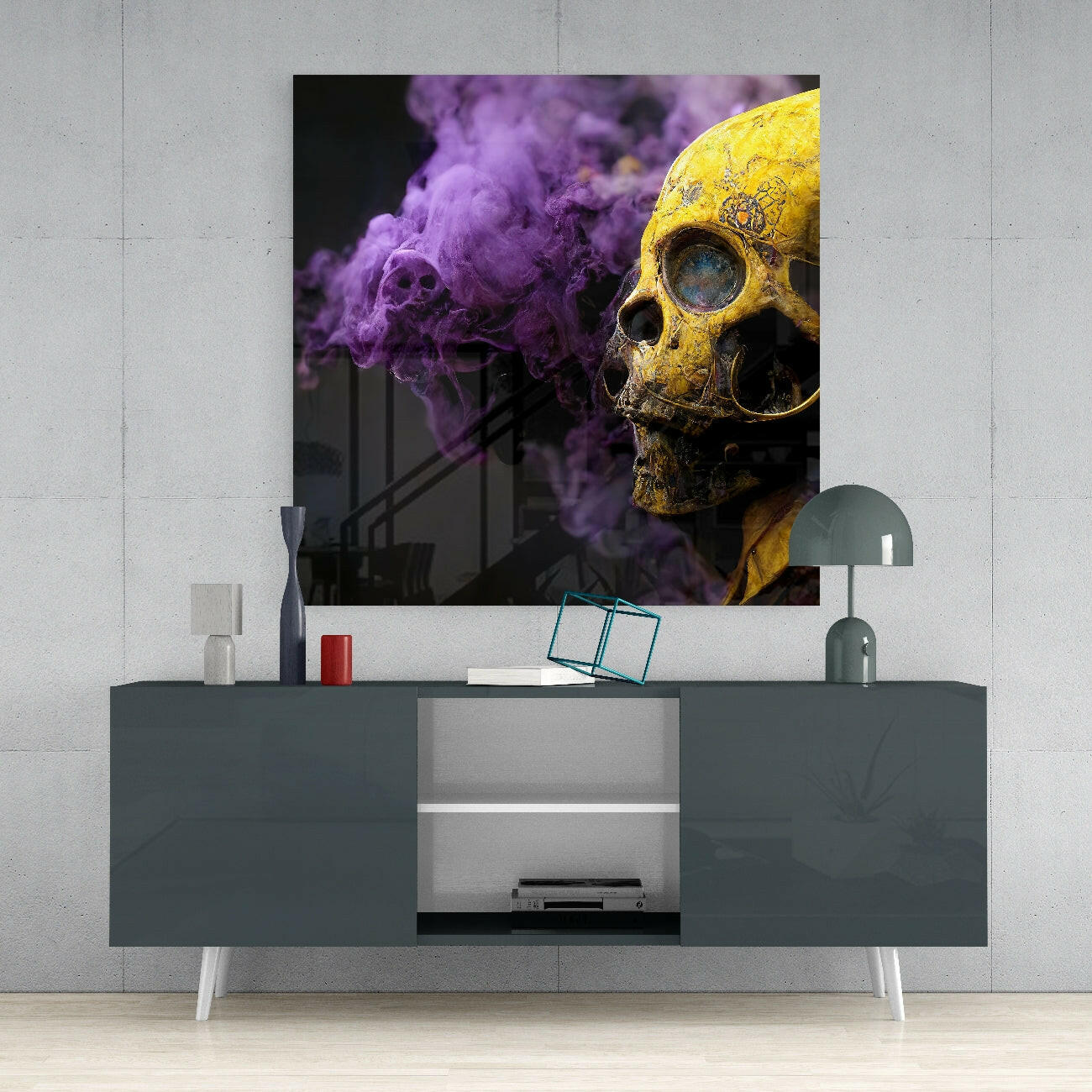 Smoky Skull Glass Wall Art || Designer Collection - Image 4