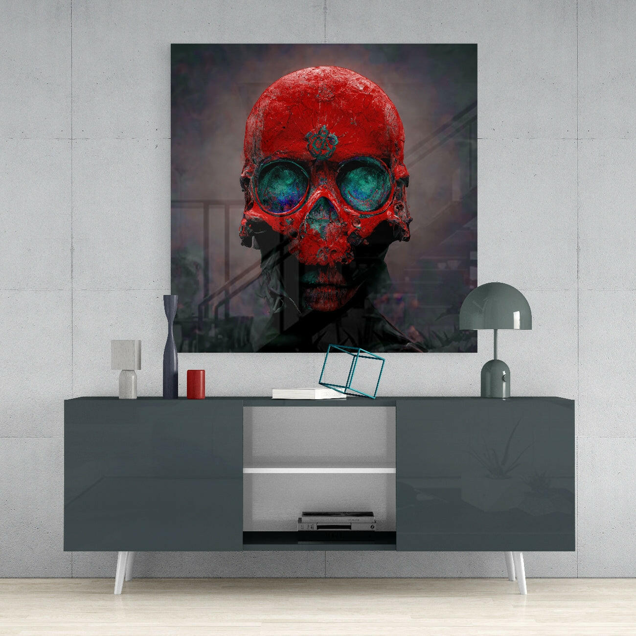 Red Head Glass Wall Art  || Designer Collection - Image 4