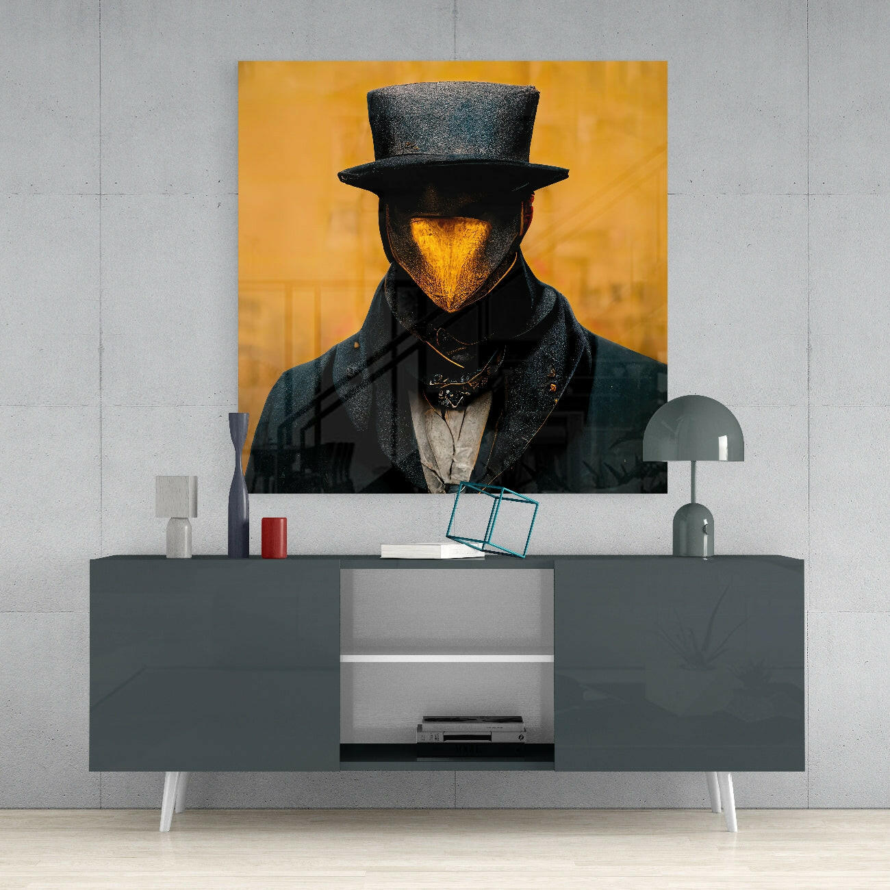 The Beak Behind the Masks Glass Wall Art  || Designer Collection - Image 4
