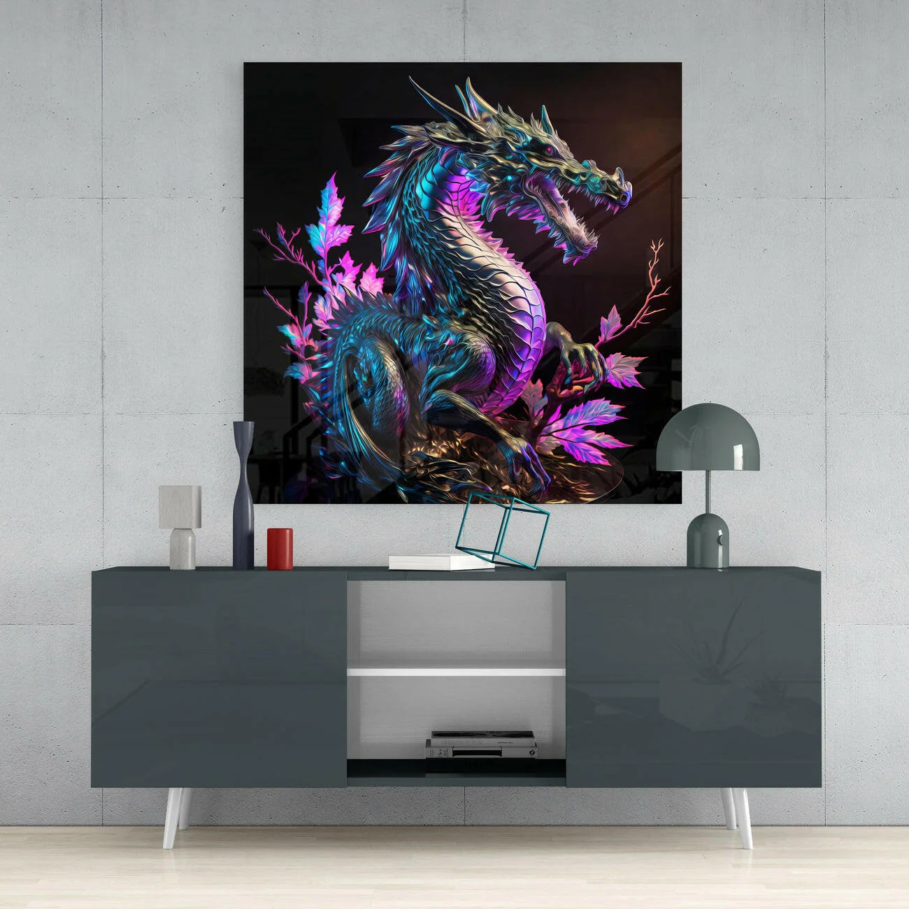 Dragon's Anger Glass Wall Art || Designers Collection - Image 4