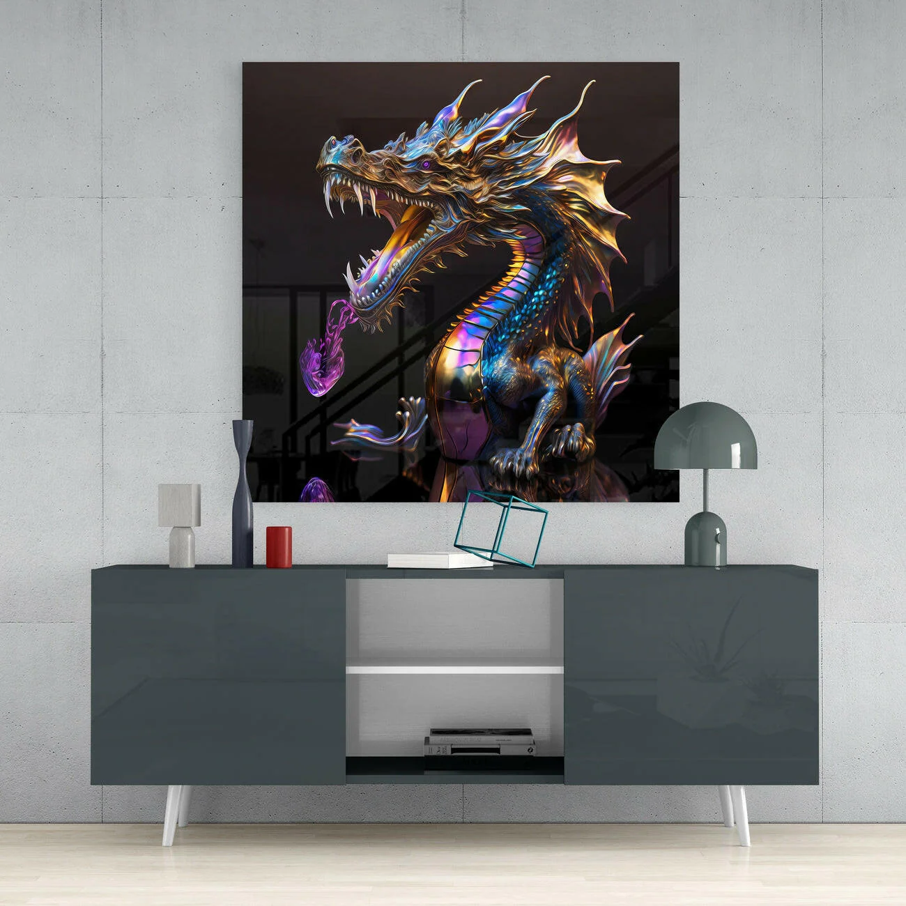 Dragon's Roar Glass Wall Art  || Designers Collection - Image 4