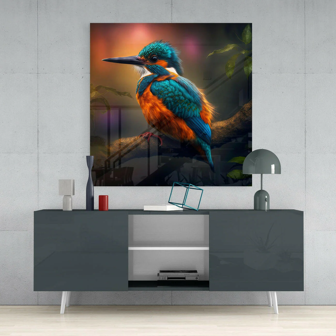Kingfisher Glass Wall Art || Designer Collection - Image 4