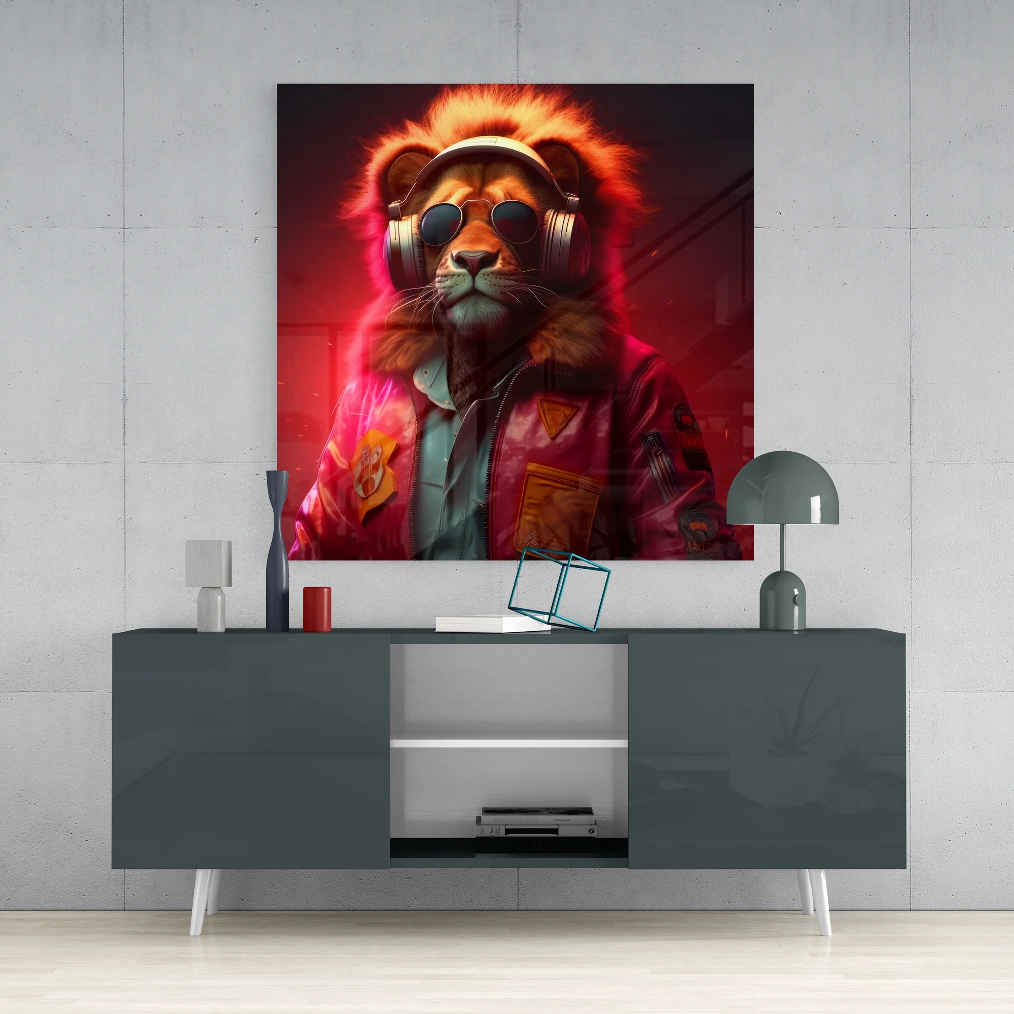 Hippie Lion Glass Wall Art  || Designers Collection - Image 4