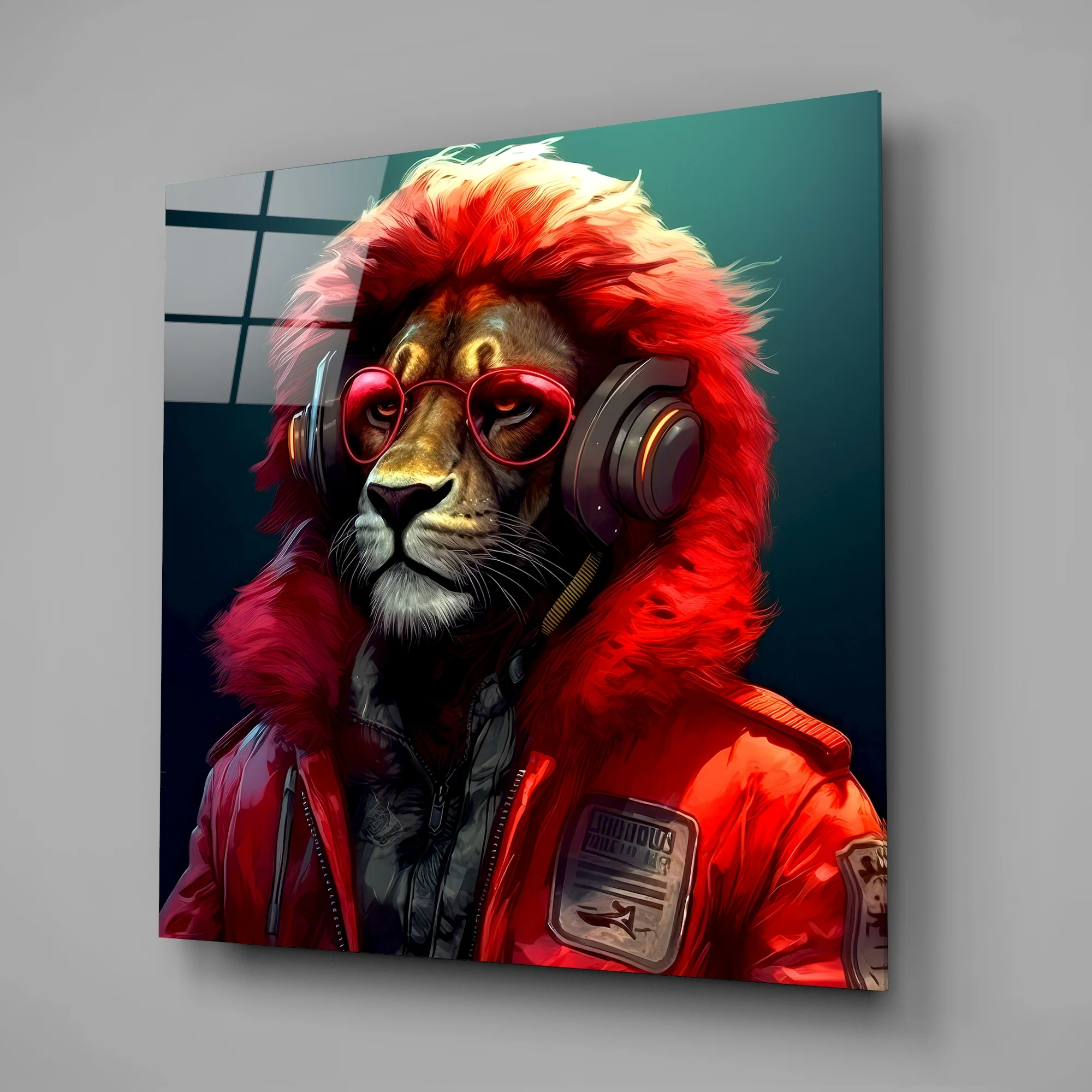 Hippie Lion Glass Wall Art  || Designers Collection - Image 2