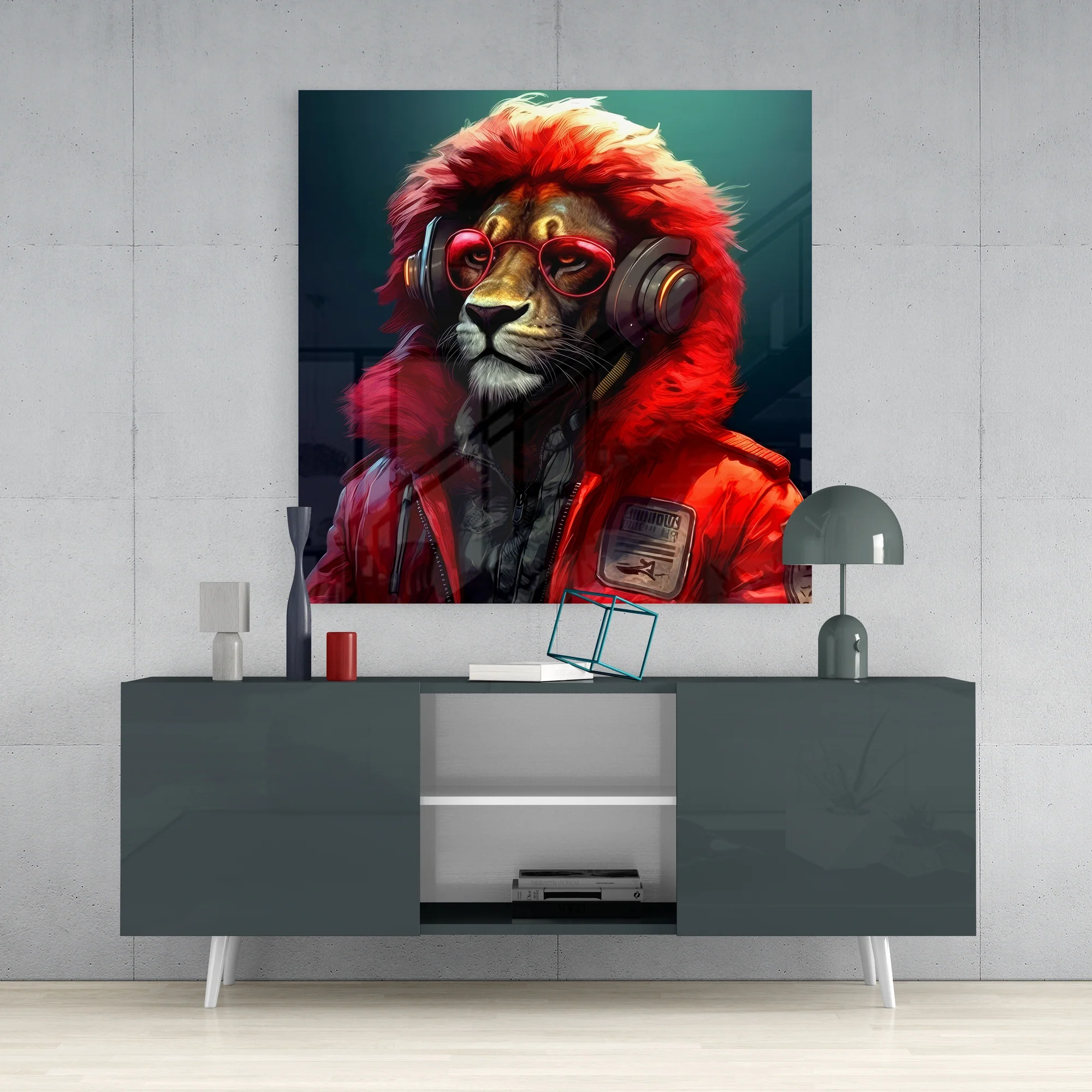 Hippie Lion Glass Wall Art  || Designers Collection - Image 4