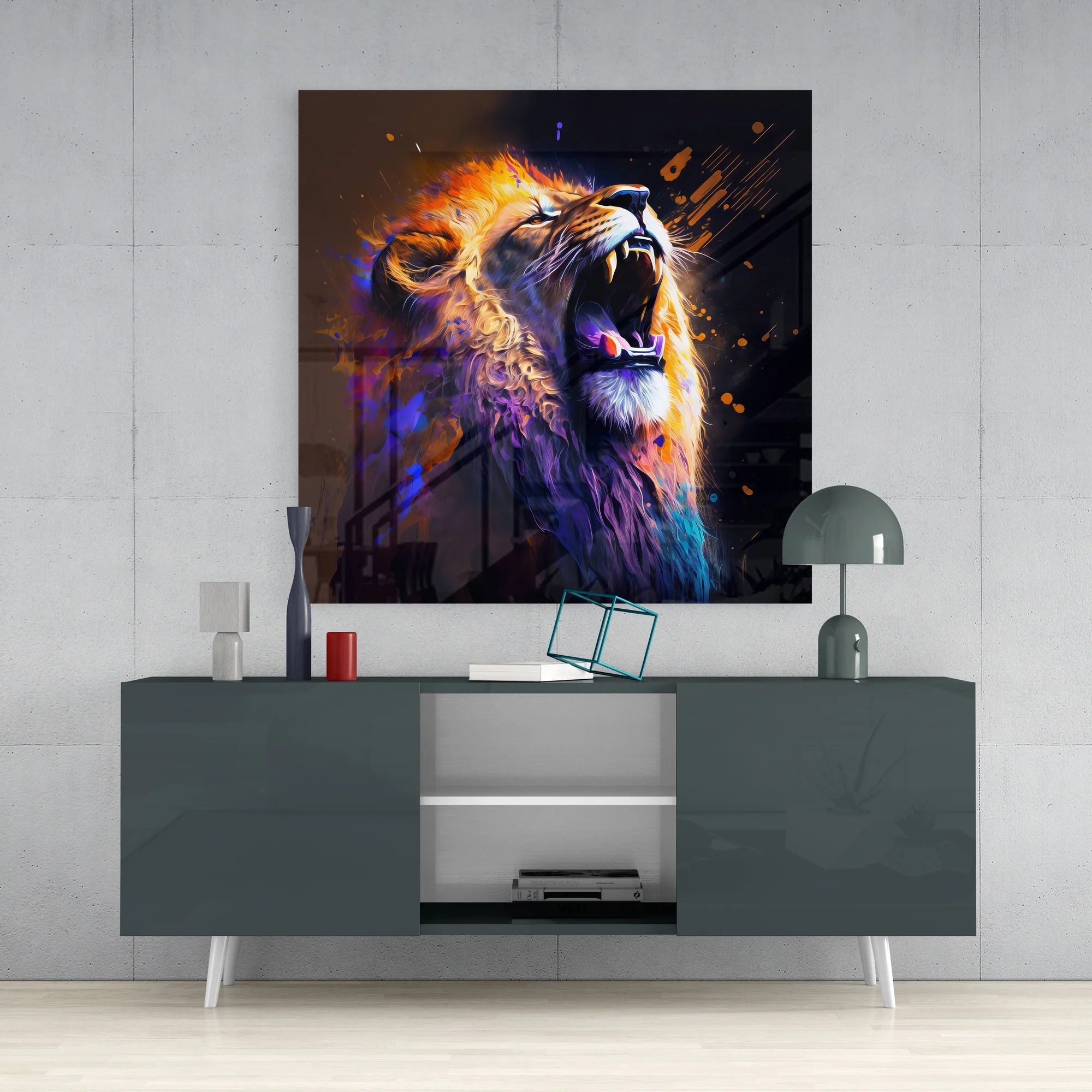 Roaring Lion Glass Wall Art  || Designers Collection - Image 4