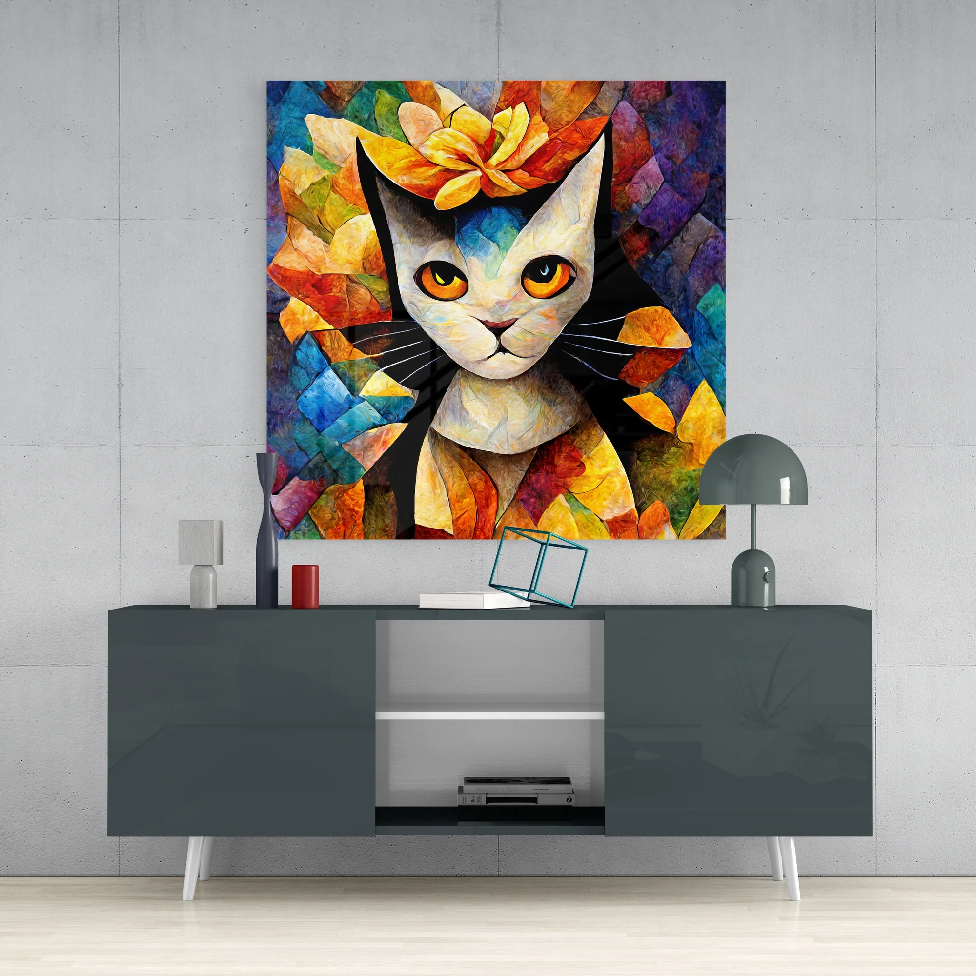 Amigucat Glass Wall Art  || Designers Collection - Image 4