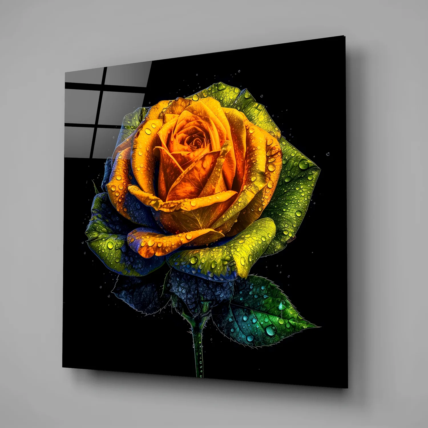 Yellow Rose Glass Wall Art - Image 2