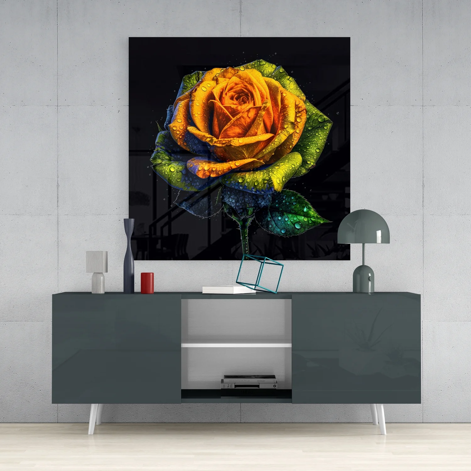 Yellow Rose Glass Wall Art - Image 4