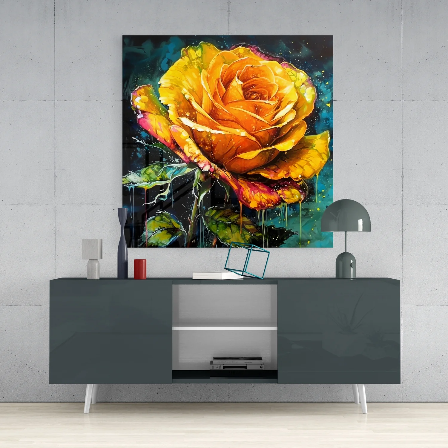 Yellow Rose Glass Wall Art - Image 4