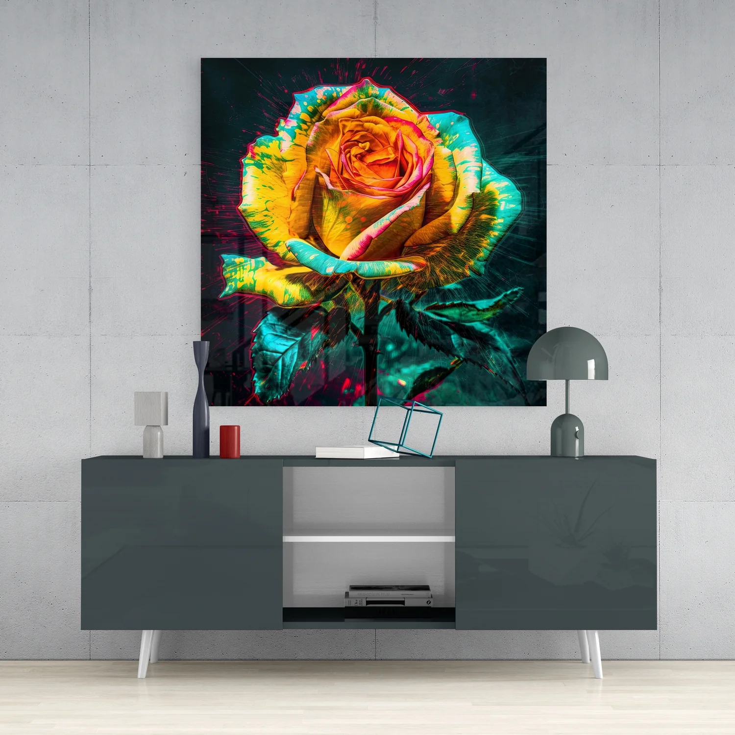 Yellow Rose Glass Wall Art - Image 4