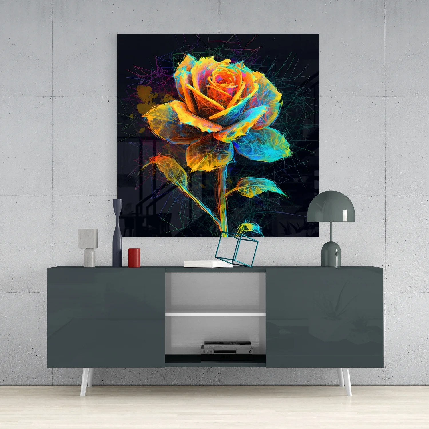 Yellow Rose Glass Wall Art - Image 4
