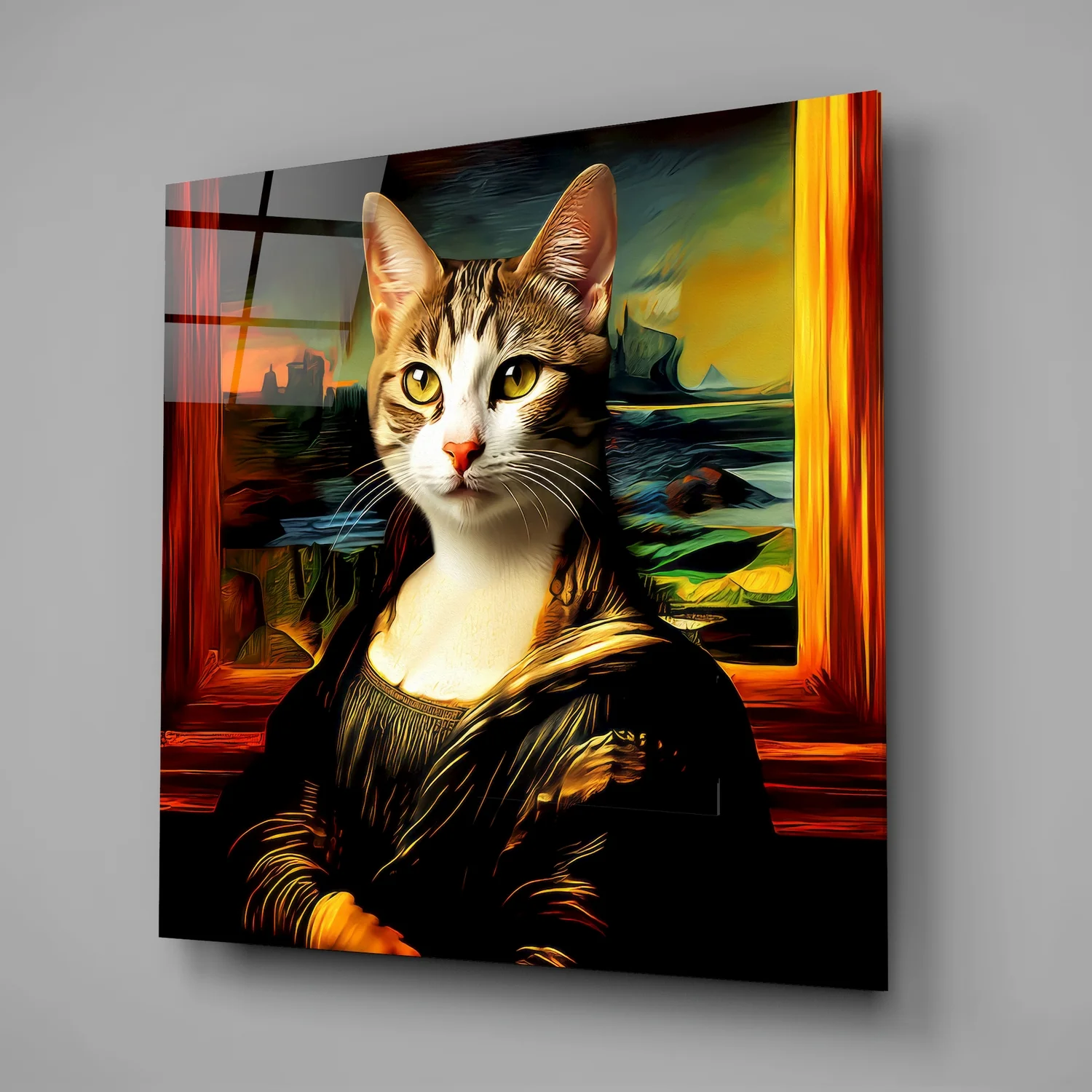 Monalisa Cat Glass Wall Art - Image 2