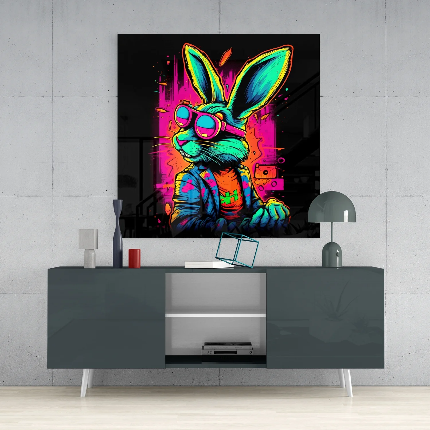 Retro Rabbit Glass Wall Art - Image 4