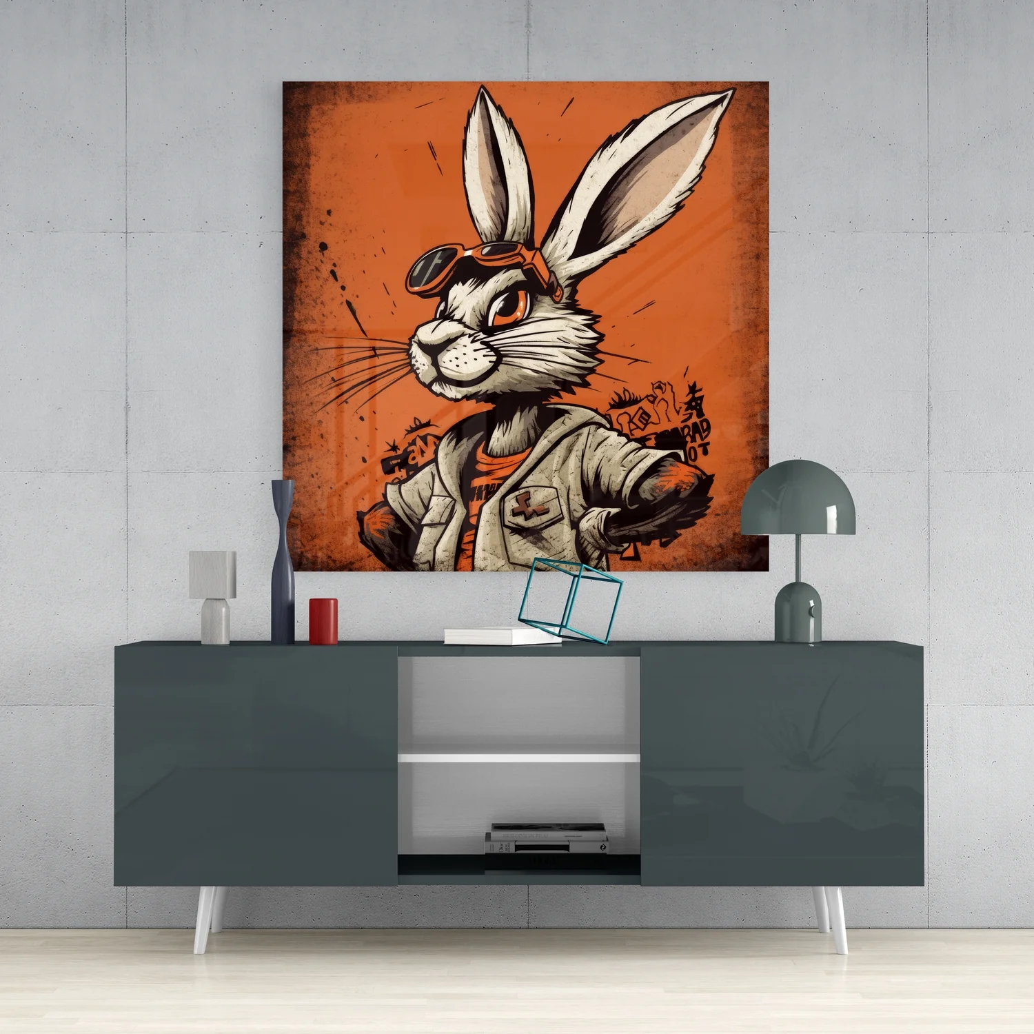 Cool Rabbit Glass Wall Art - Image 4