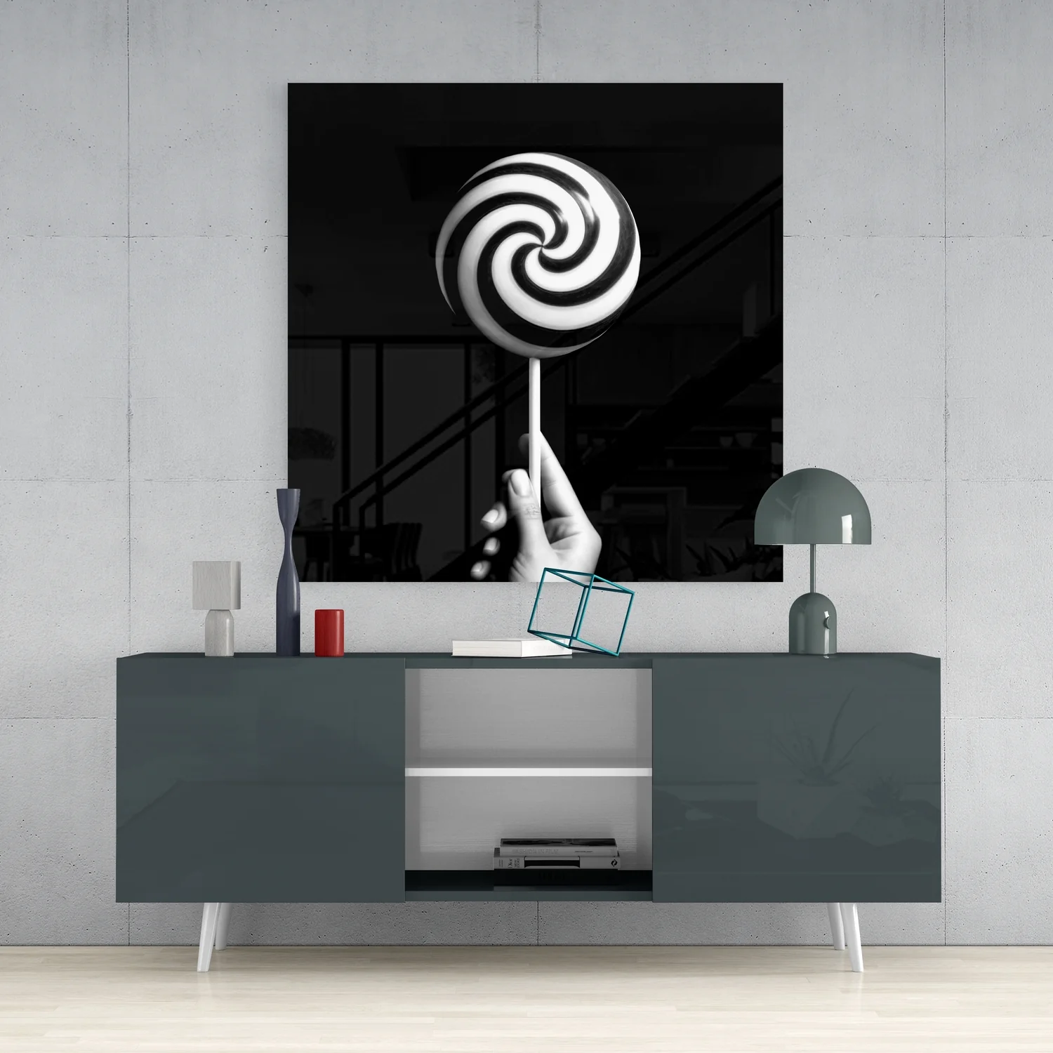 Monochrome Lolipop Glass Wall Art - Image 4