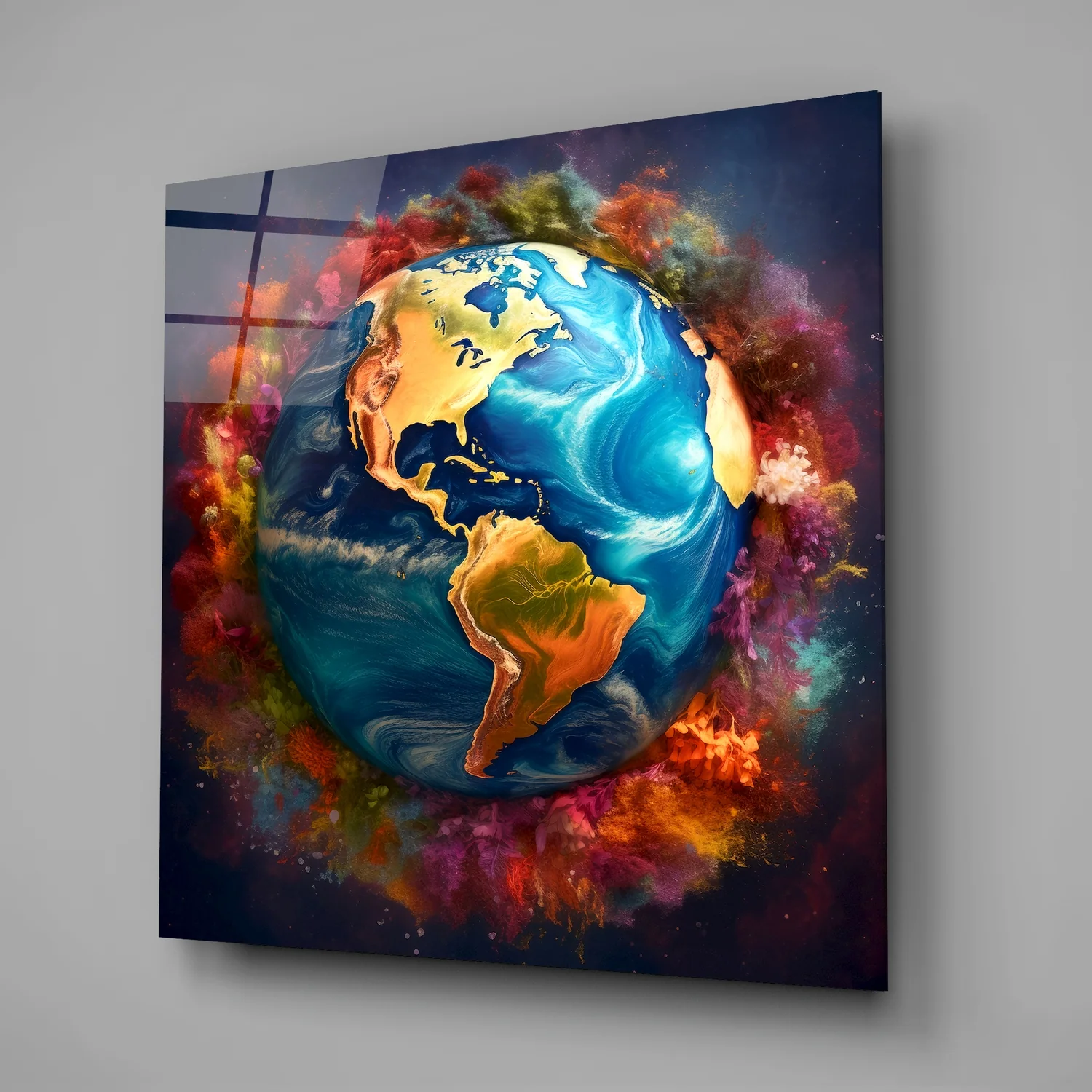 Color Explosions On Earth Glass Wall Art|| Designer's Collection - Image 2