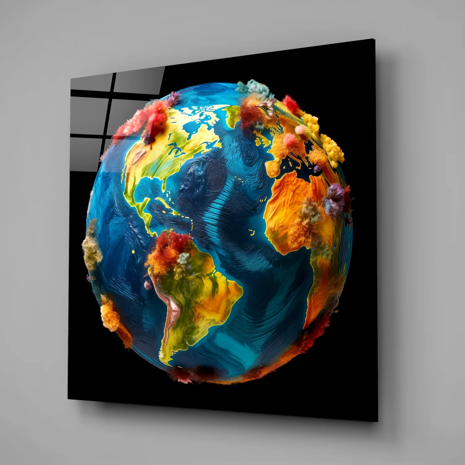 Color Explosions On Earth Glass Wall Art|| Designer's Collection - Image 2