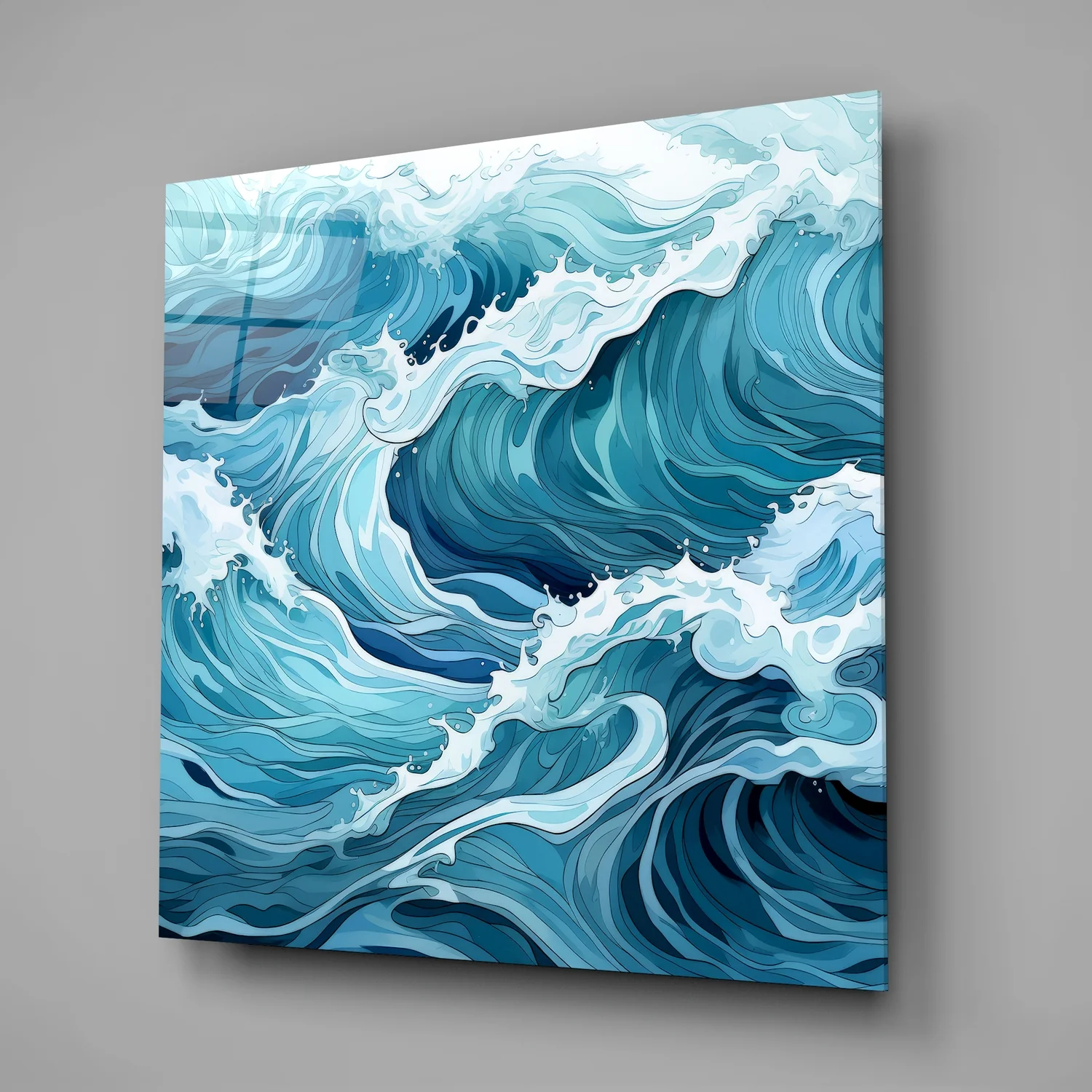 Waves Glass Wall Art|| Designer's Collection - Image 2