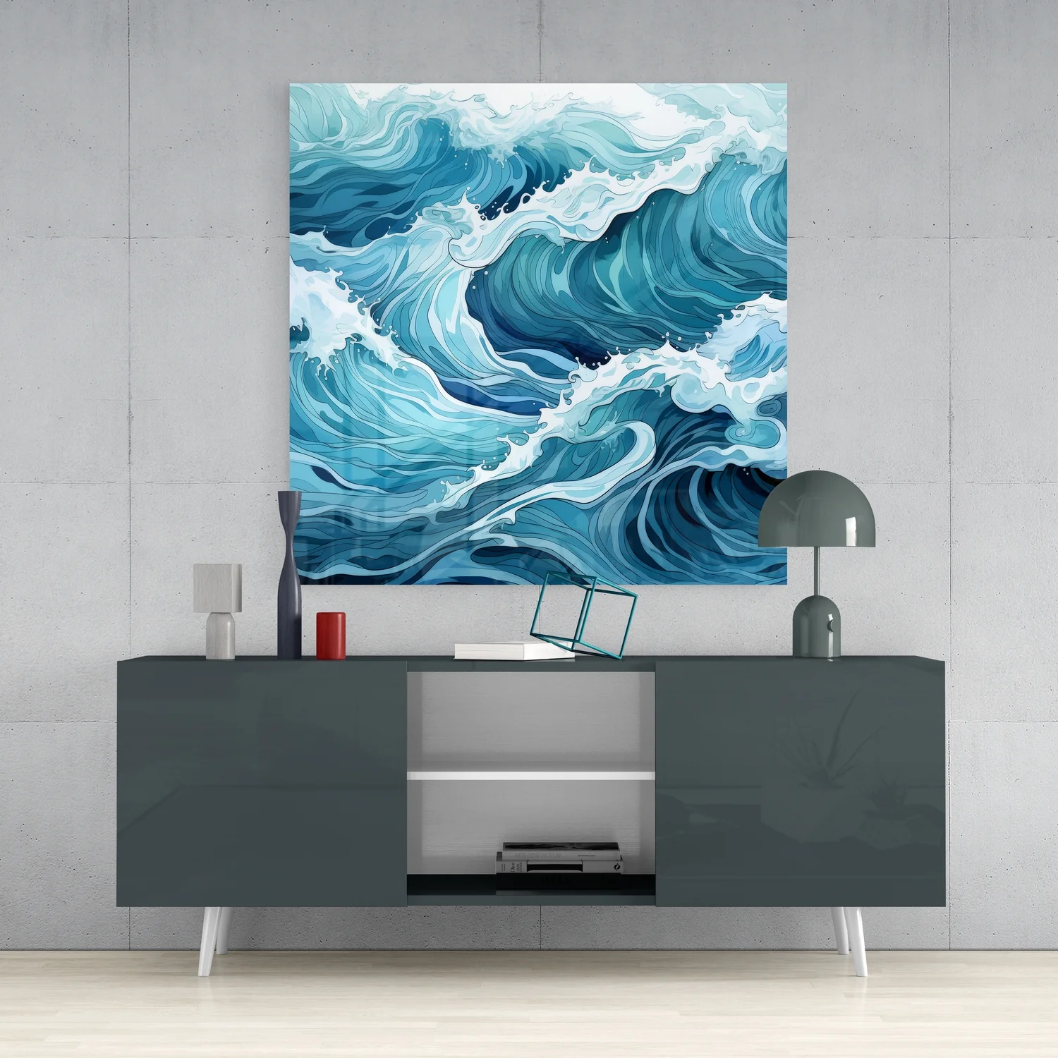 Waves Glass Wall Art|| Designer's Collection - Image 4