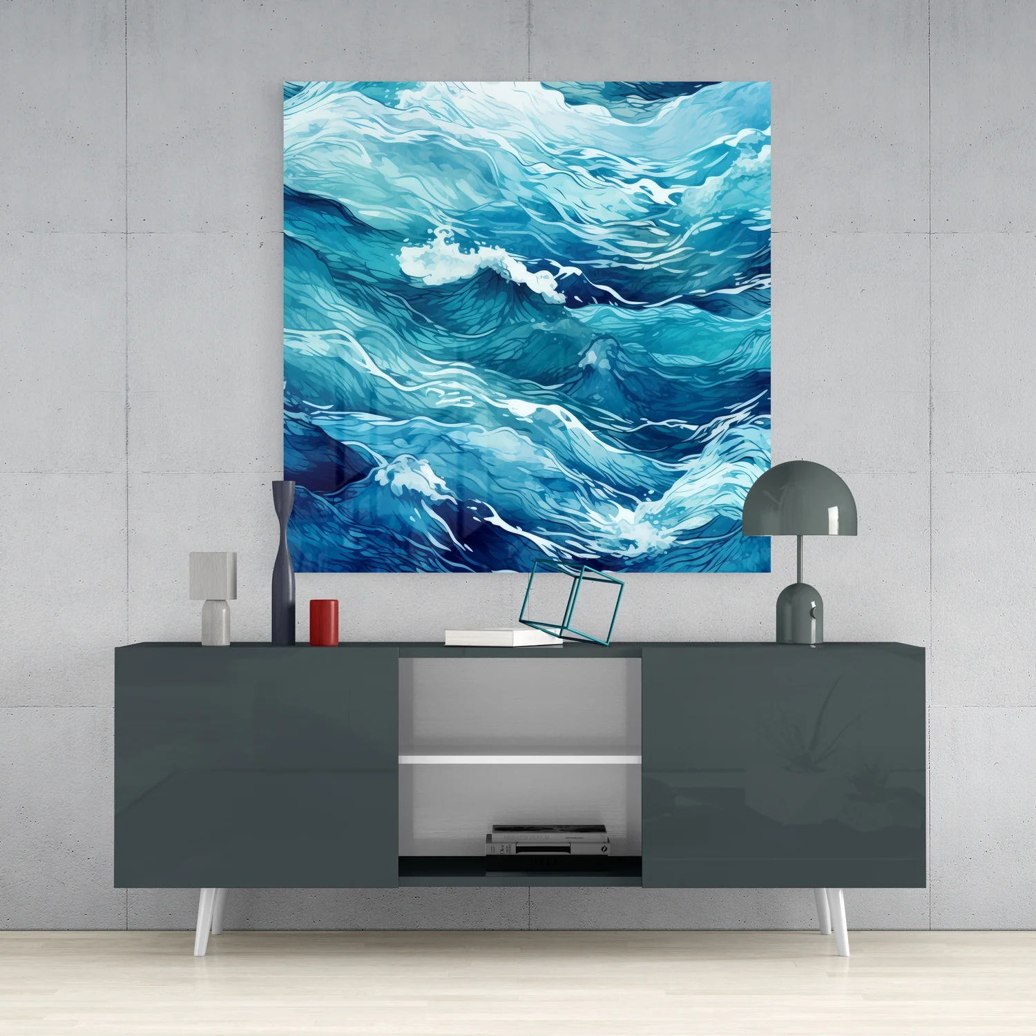 Waves Glass Wall Art|| Designer's Collection - Image 4
