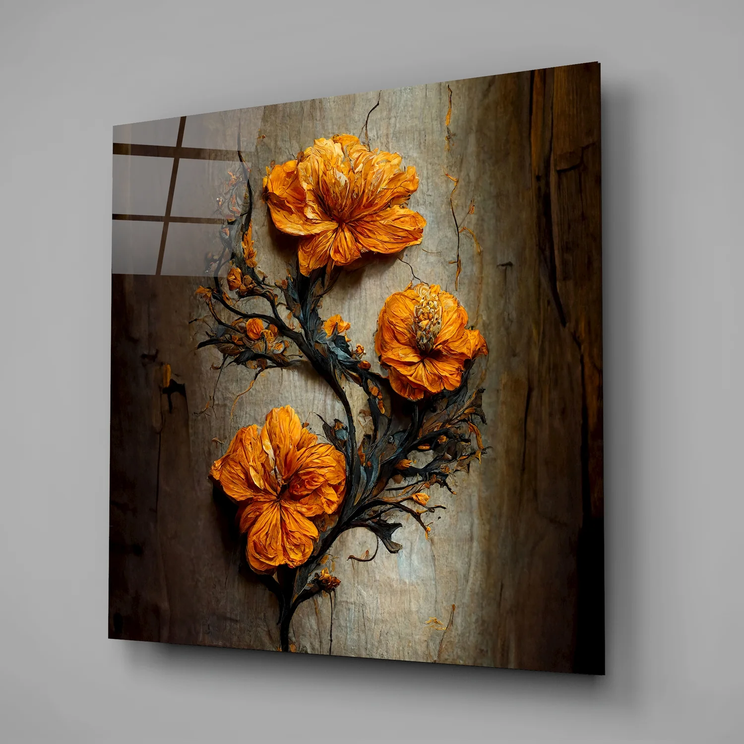 Timeless Flowers Glass Wall Art|| Designer Collection - Image 2