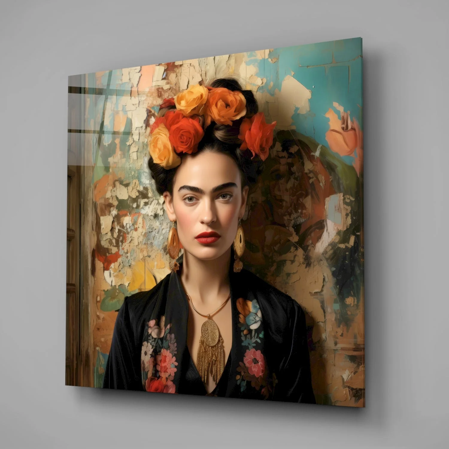 Frida Kahlo Glass Wall Art|| Designer Collection - Image 2