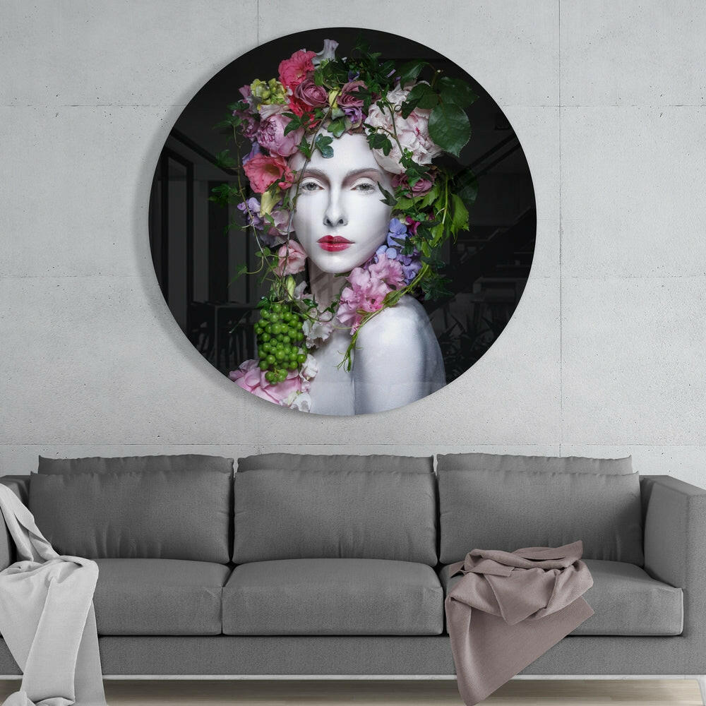 Floral Woman Glass Wall Art - Image 2