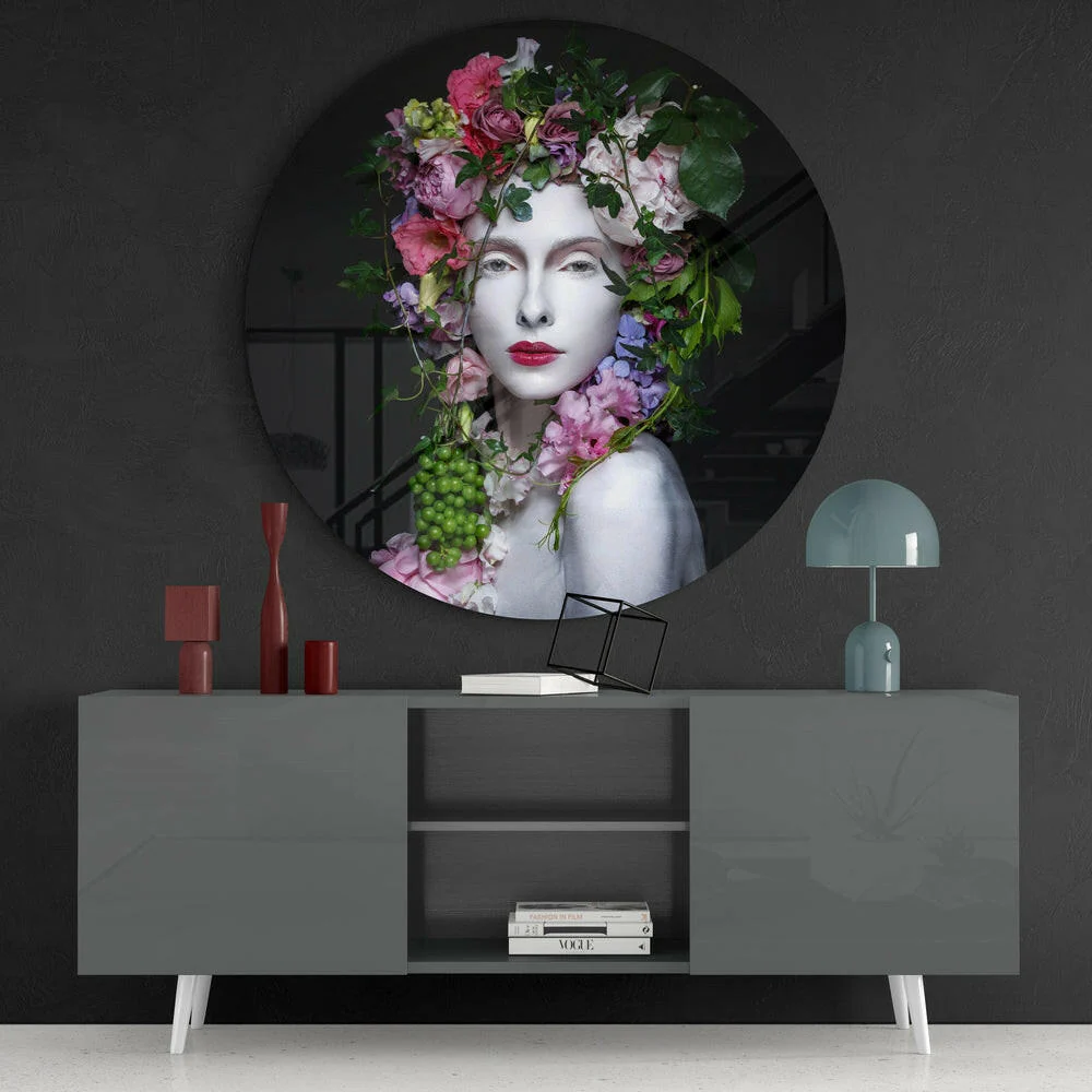 Floral Woman Glass Wall Art - Image 4