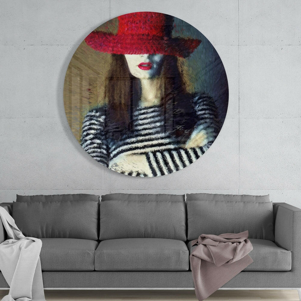 Woman in Hat Glass Wall Art - Image 2