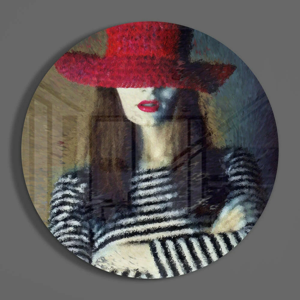 Woman in Hat Glass Wall Art - Image 3