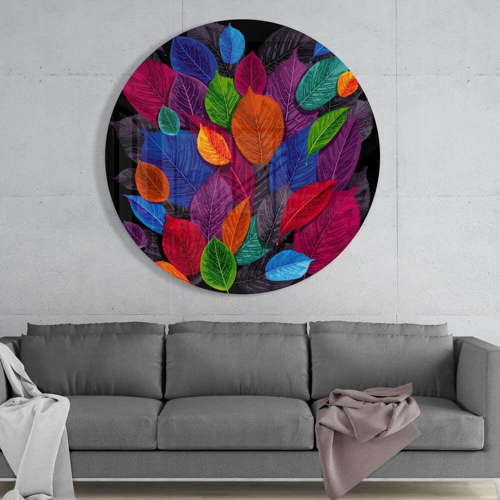 Colorful Leaves Glass Wall Art - Image 2