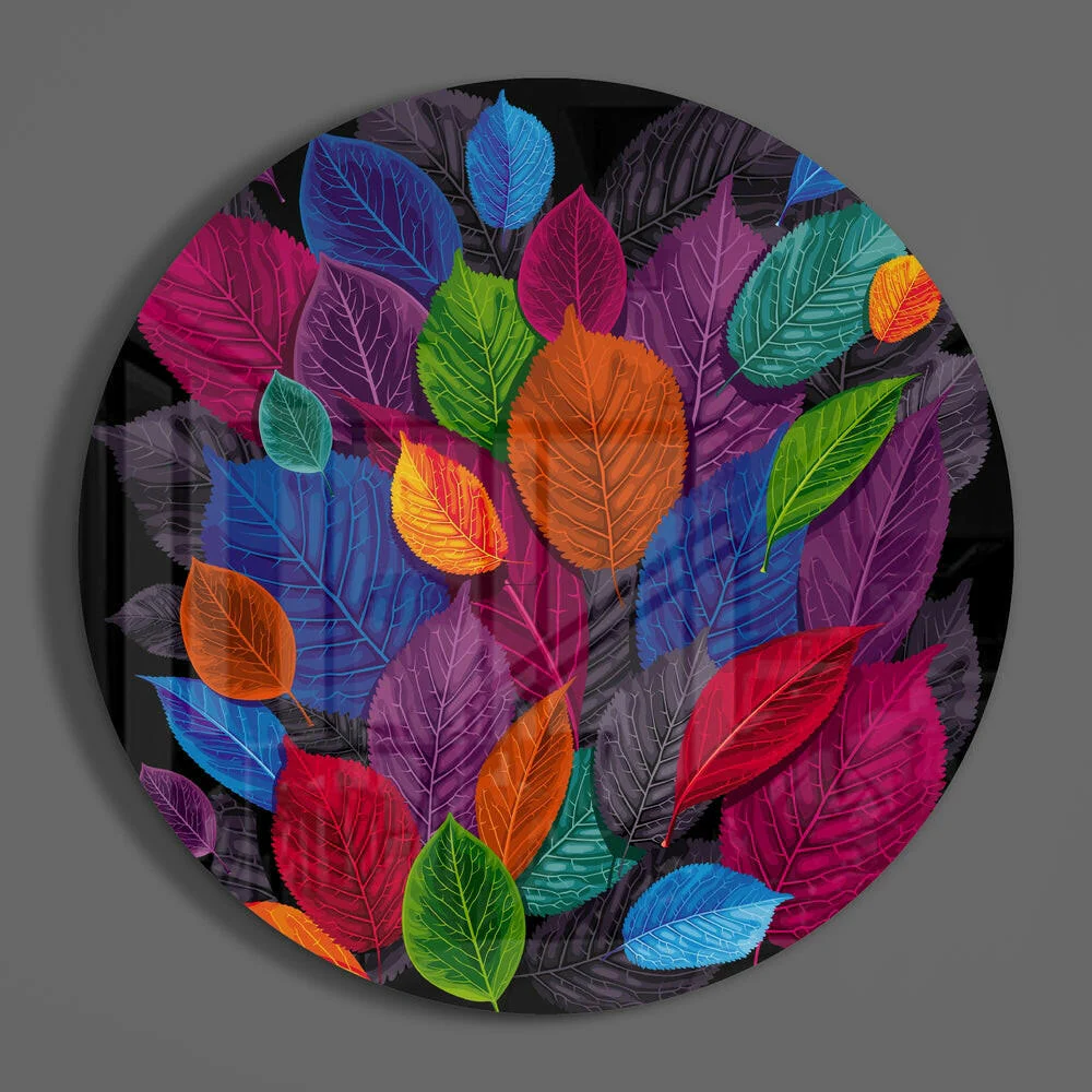 Colorful Leaves Glass Wall Art - Image 3