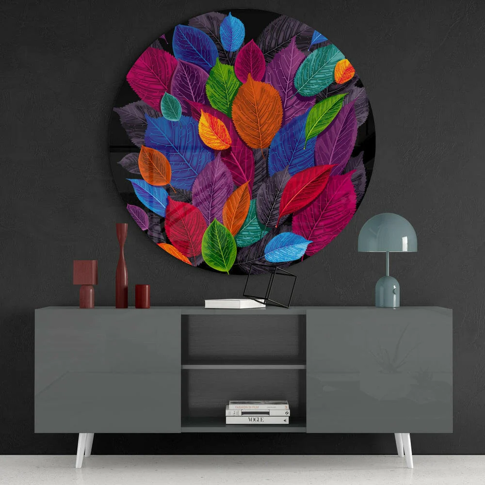 Colorful Leaves Glass Wall Art - Image 4