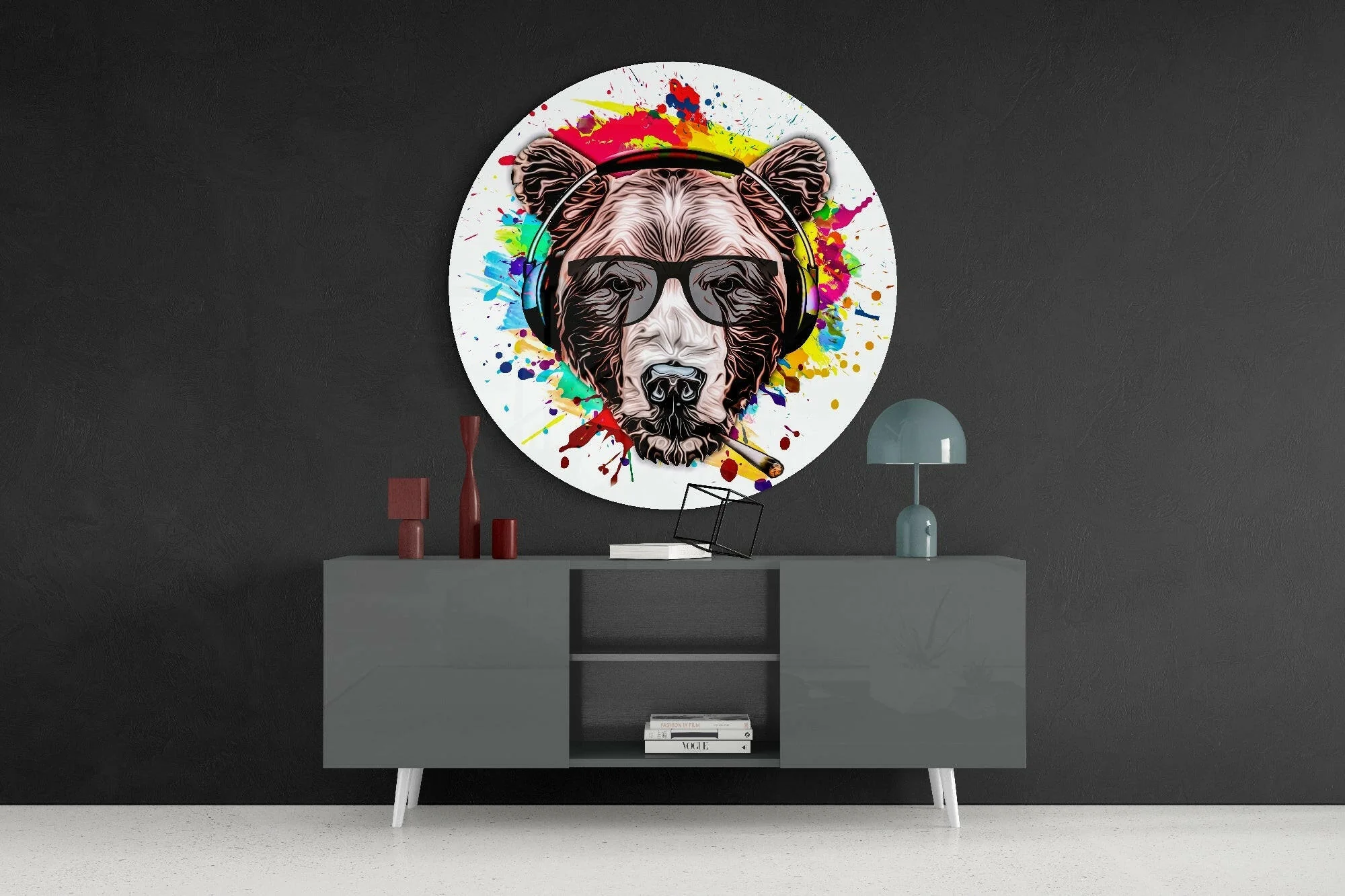 Musician Bear Glass Wall Art - Image 4