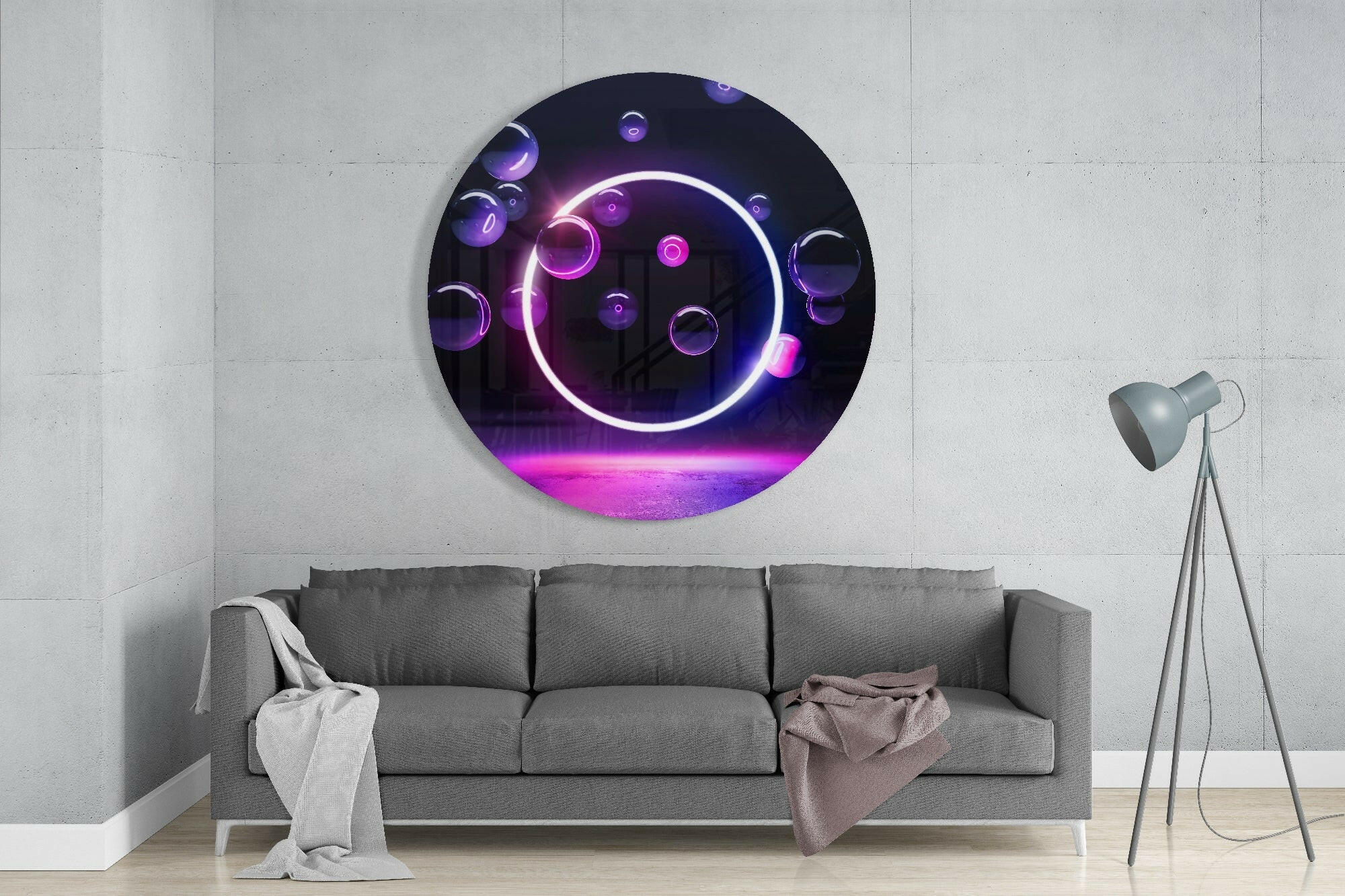 Neon Circle Glass Wall Art - Image 2