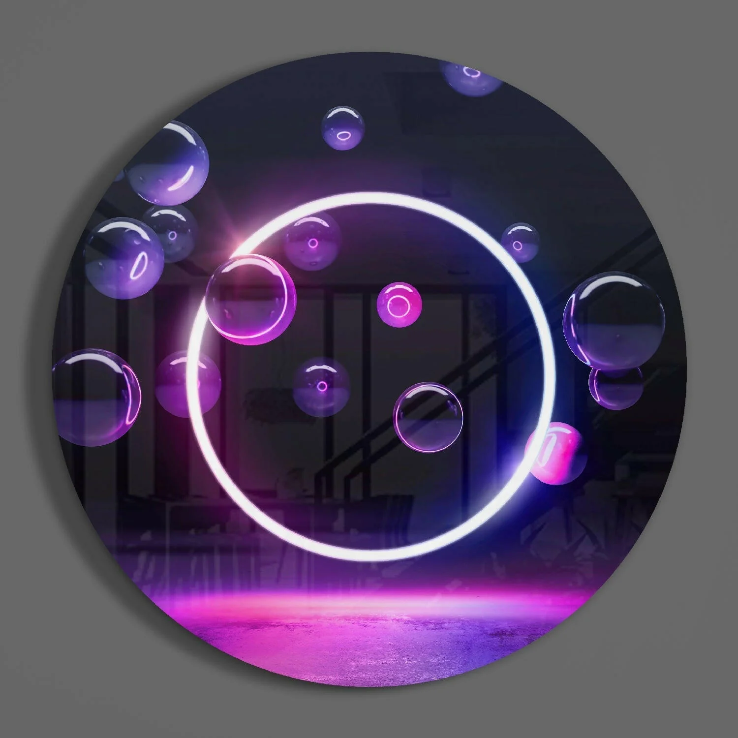 Neon Circle Glass Wall Art - Image 3