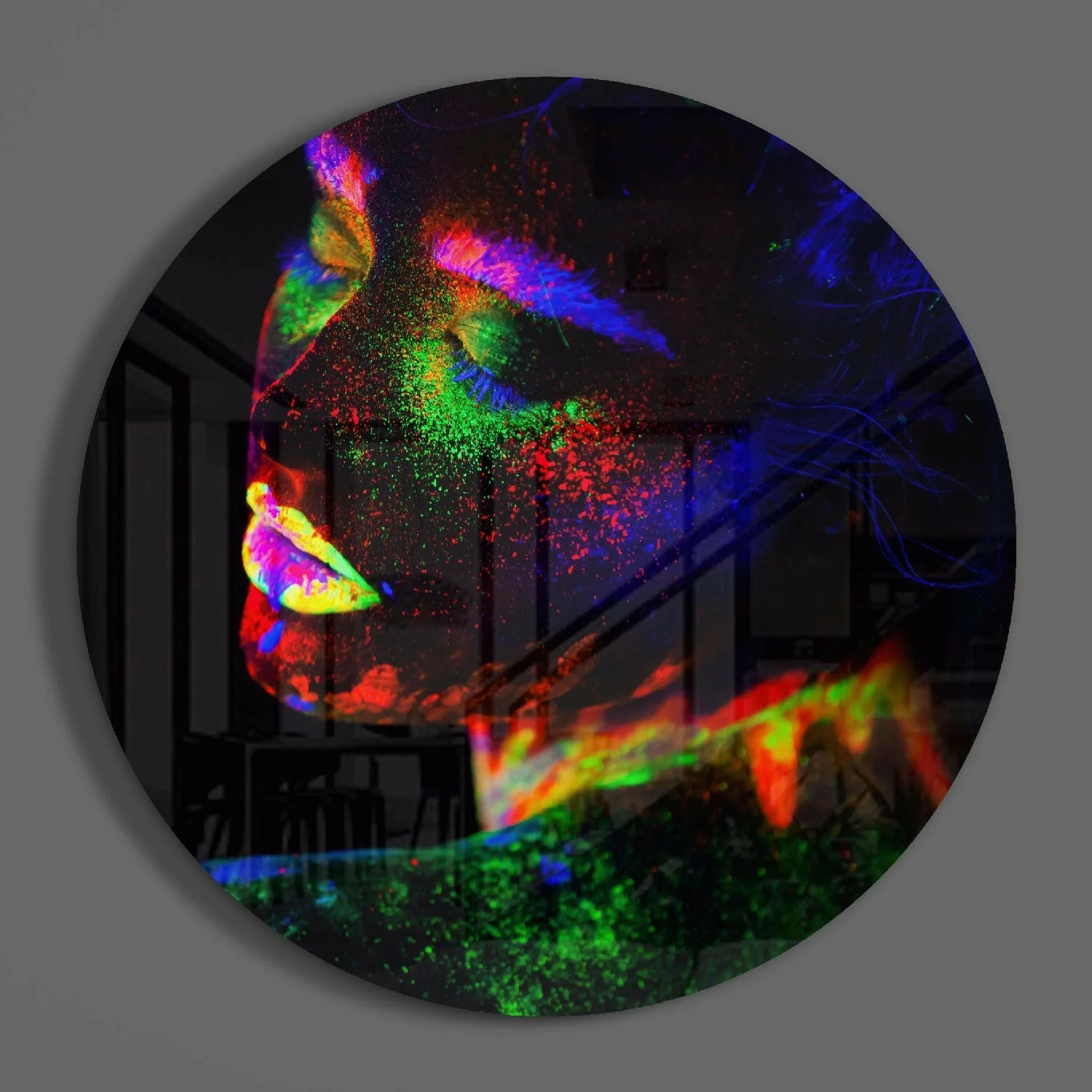 Neon Woman Glass Wall Art - Image 3