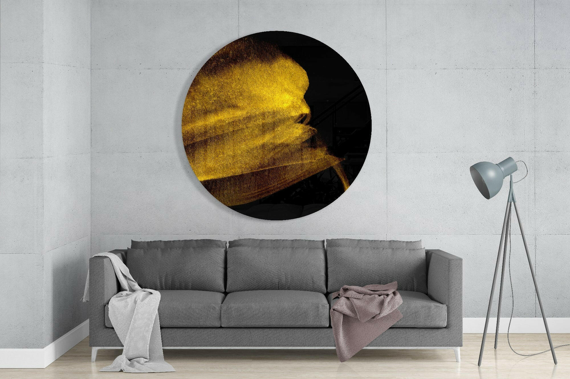 Yellow Abstract Glass Wall Art - Image 2
