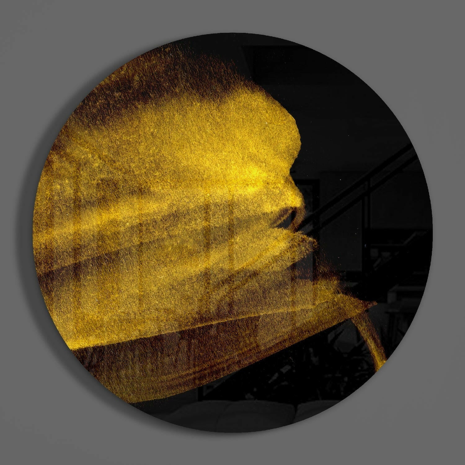 Yellow Abstract Glass Wall Art - Image 3