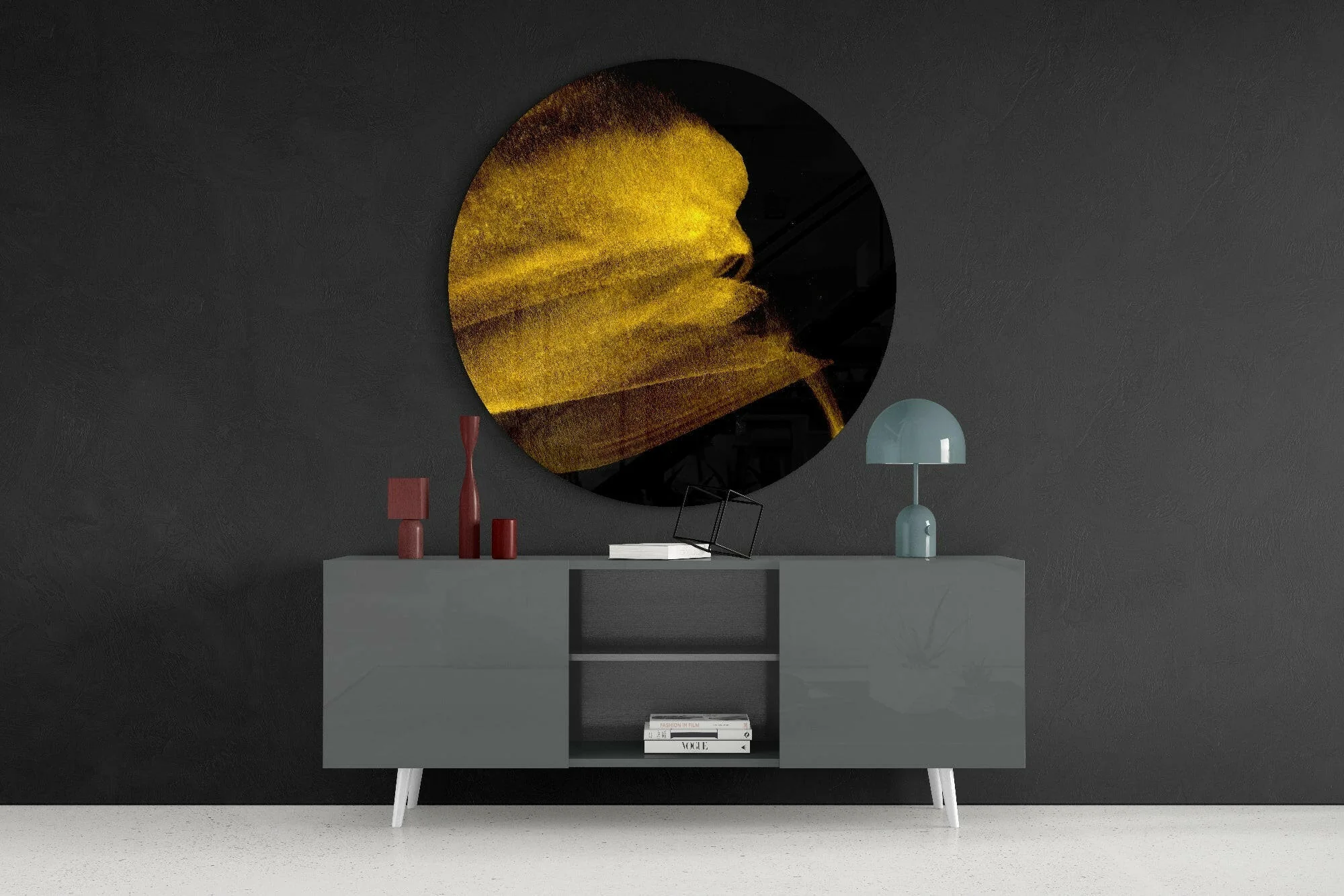 Yellow Abstract Glass Wall Art - Image 4
