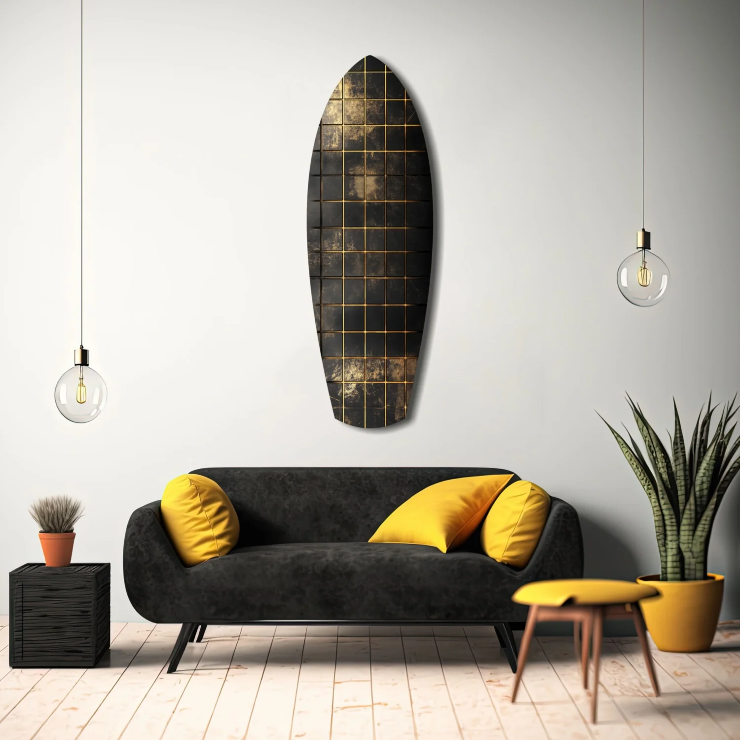 Golden Surf Reflection Glass Wall Art - Image 11