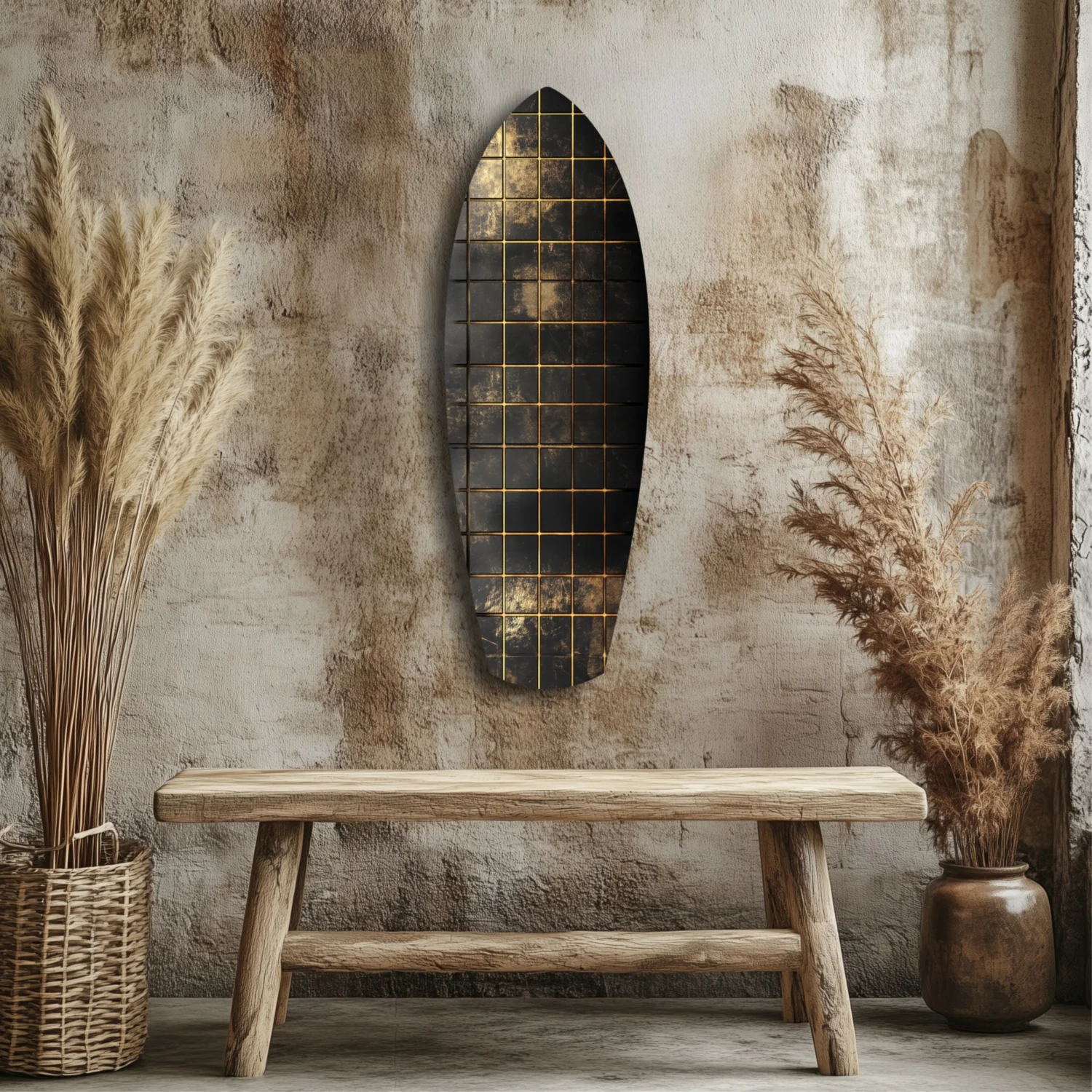 Golden Surf Reflection Glass Wall Art - Image 3