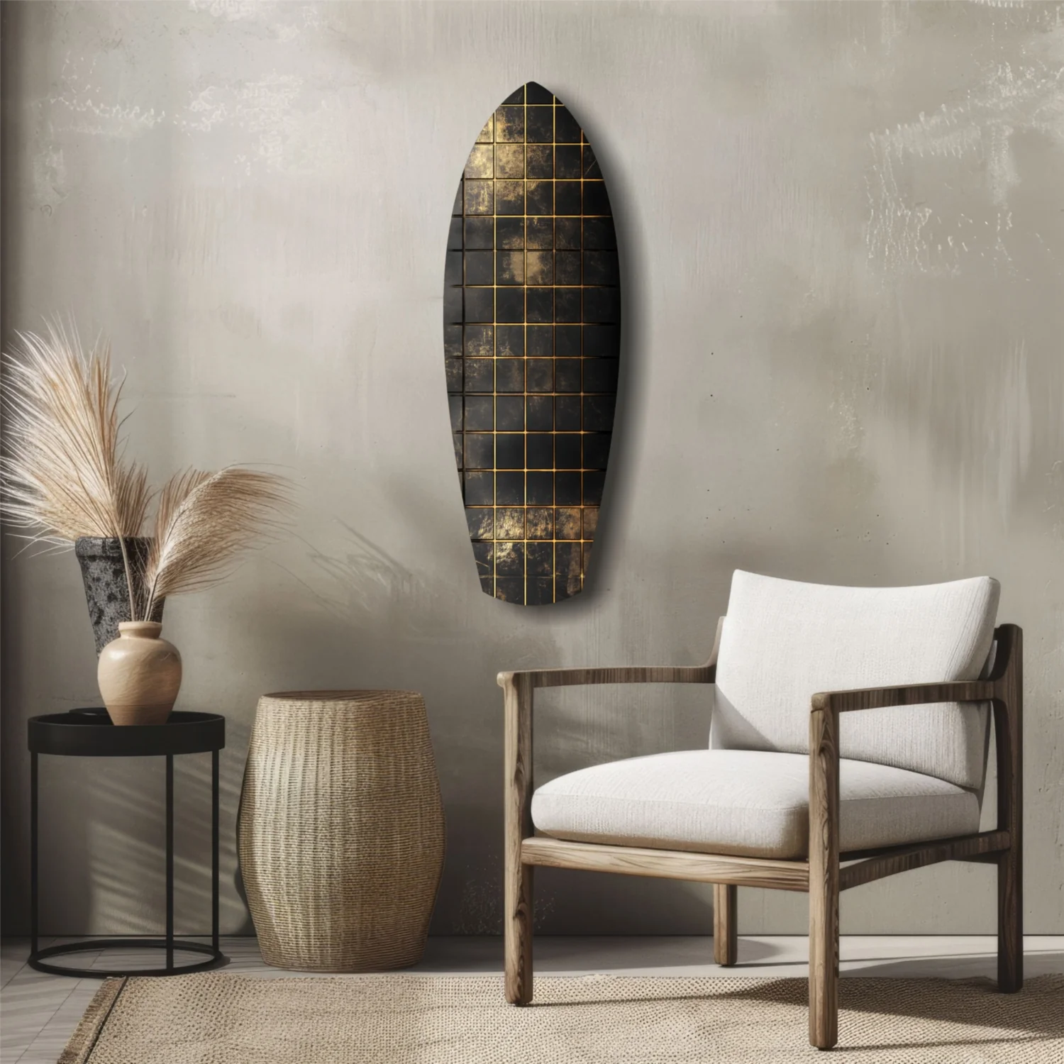 Golden Surf Reflection Glass Wall Art - Image 5