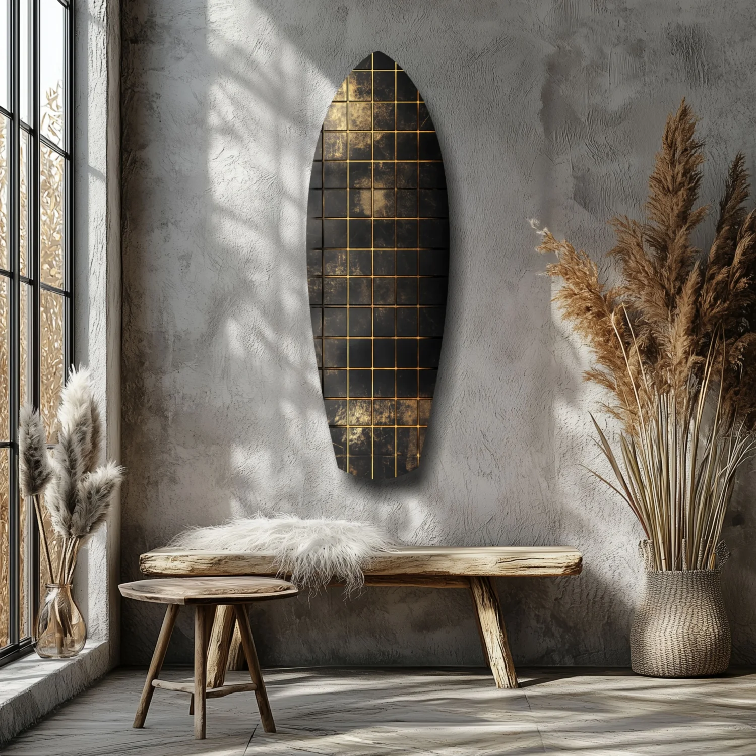 Golden Surf Reflection Glass Wall Art - Image 7