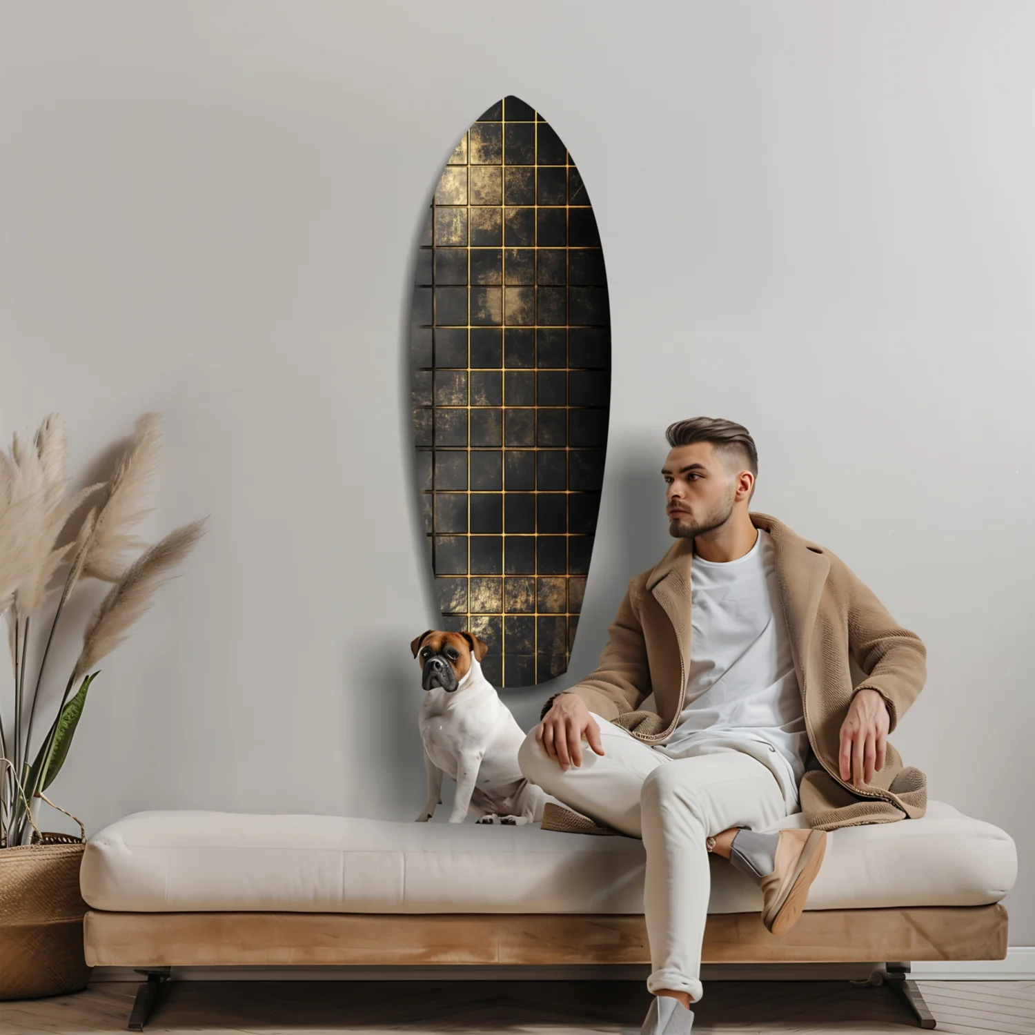 Golden Surf Reflection Glass Wall Art - Image 8